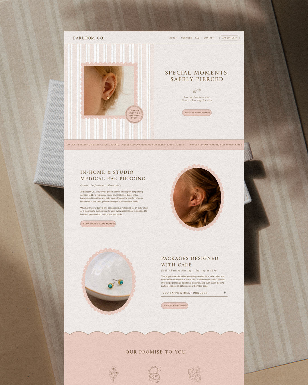 squarespace website mockup for earloom co pretty unique custom web design feminine scallop