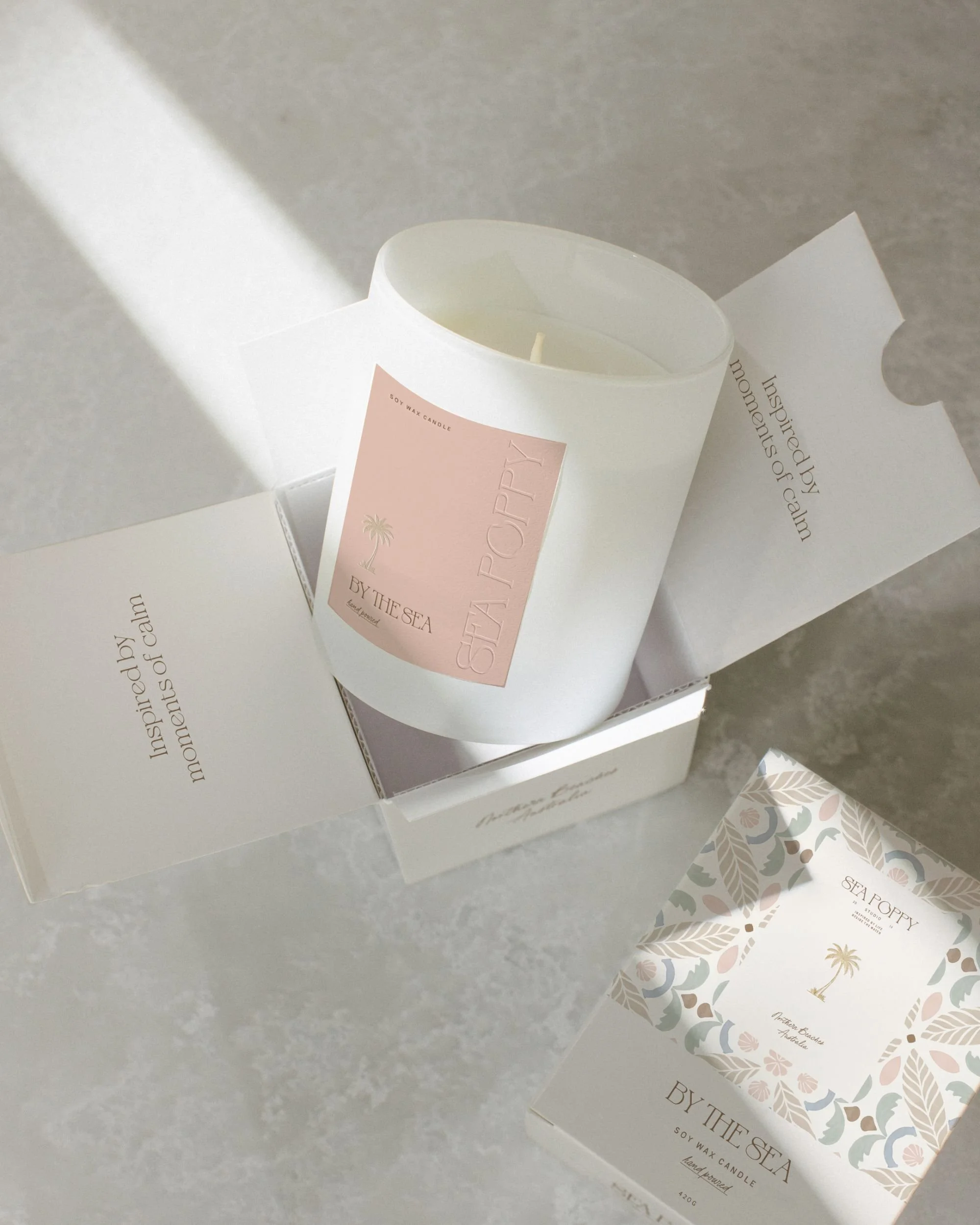 SEA POPPY STUDIO CANDLE BEEACH BRANDING