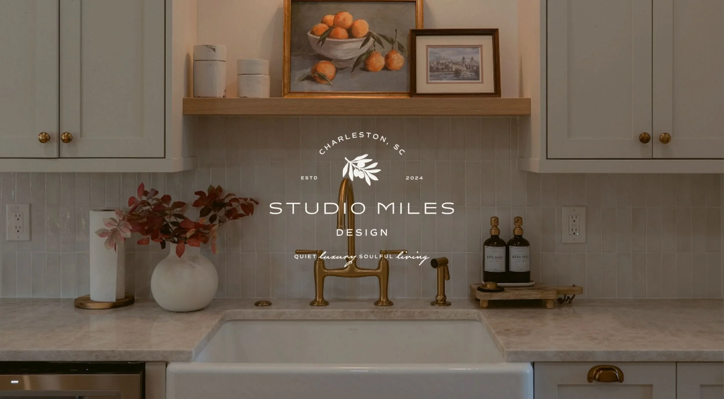 Refined brand identity system for Studio Miles Design featuring modern typography, Mediterranean influences, and timeless interior design branding.