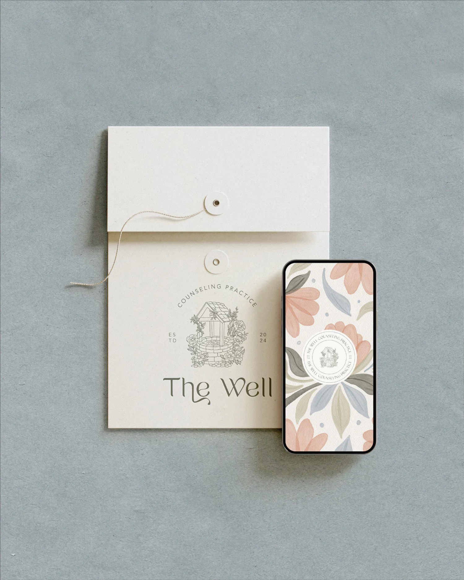 Branding for The well counseling practice logo design hand painted watercolor artwork