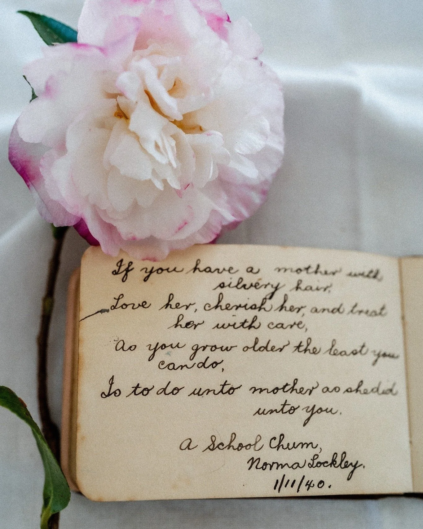 If you have a mother... 

A beautiful message from my grandmother&rsquo;s autograph book, 1940 - shared alongside a few images that feel as warm as the mums in them.