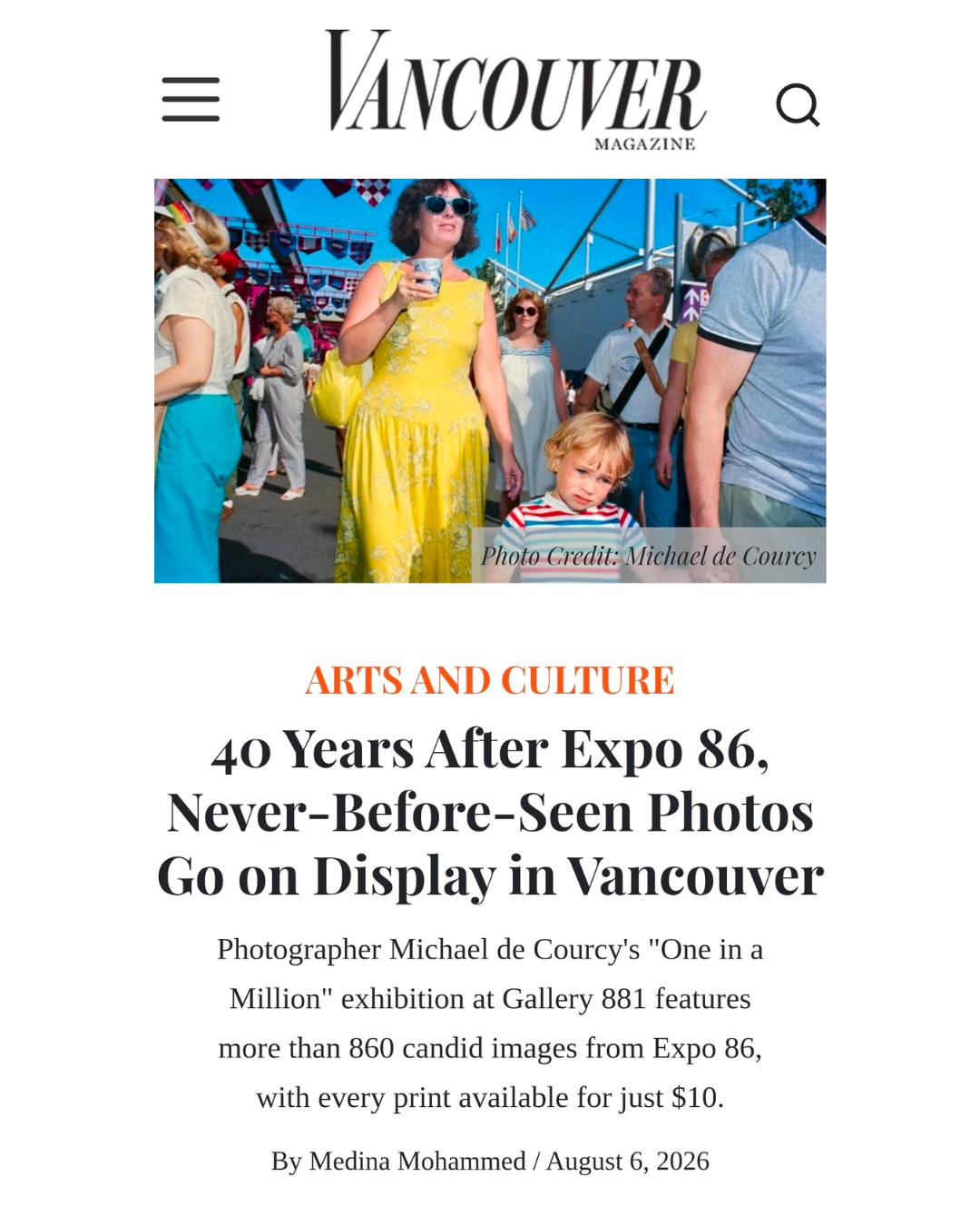 Vancouver Magazine Michael de Courcy