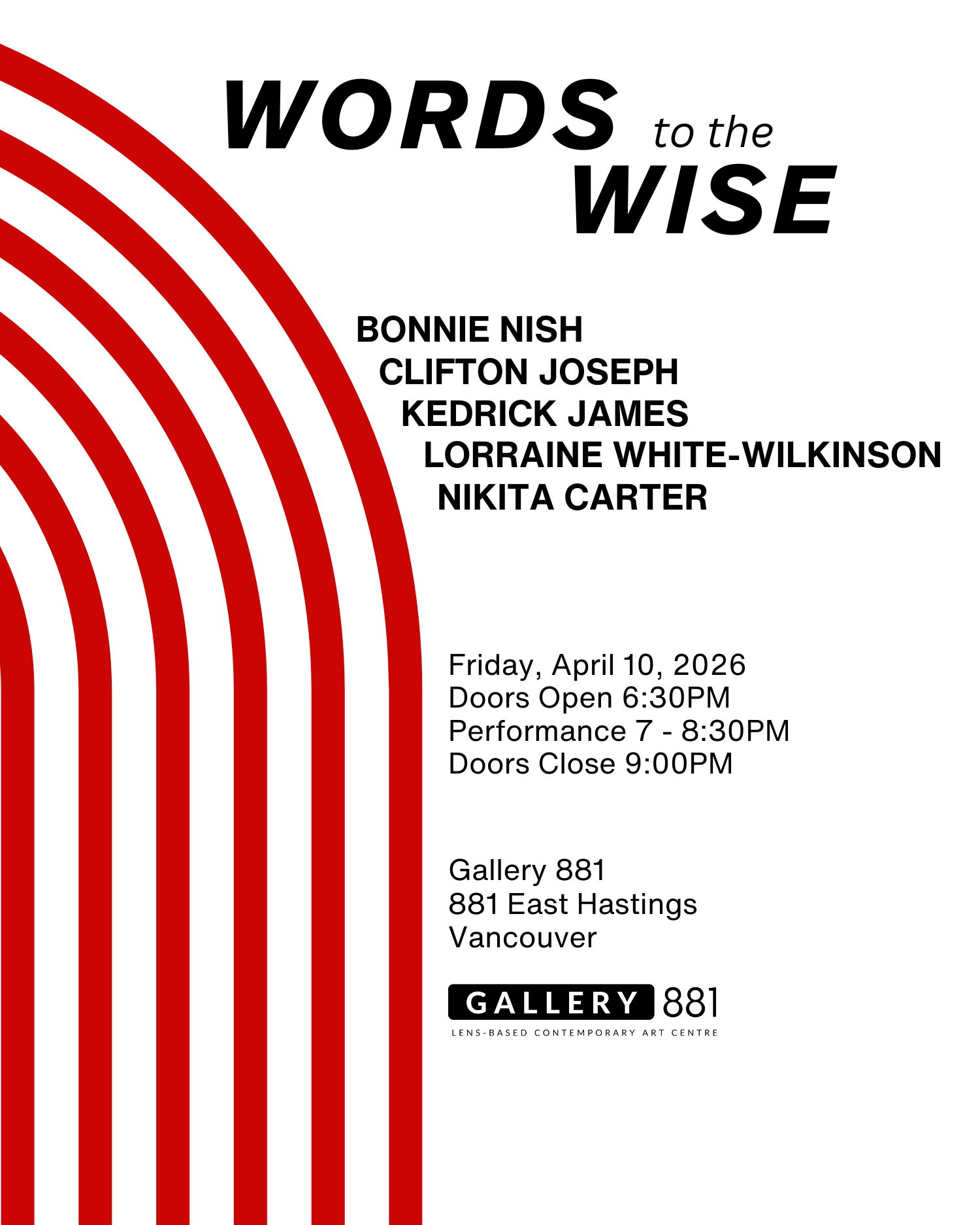 Words to the Wise  Featuring Bonnie Nish, Clifton Joseph, Kedrick James, Lorraine White-Wilkinson, and Nikita Carter