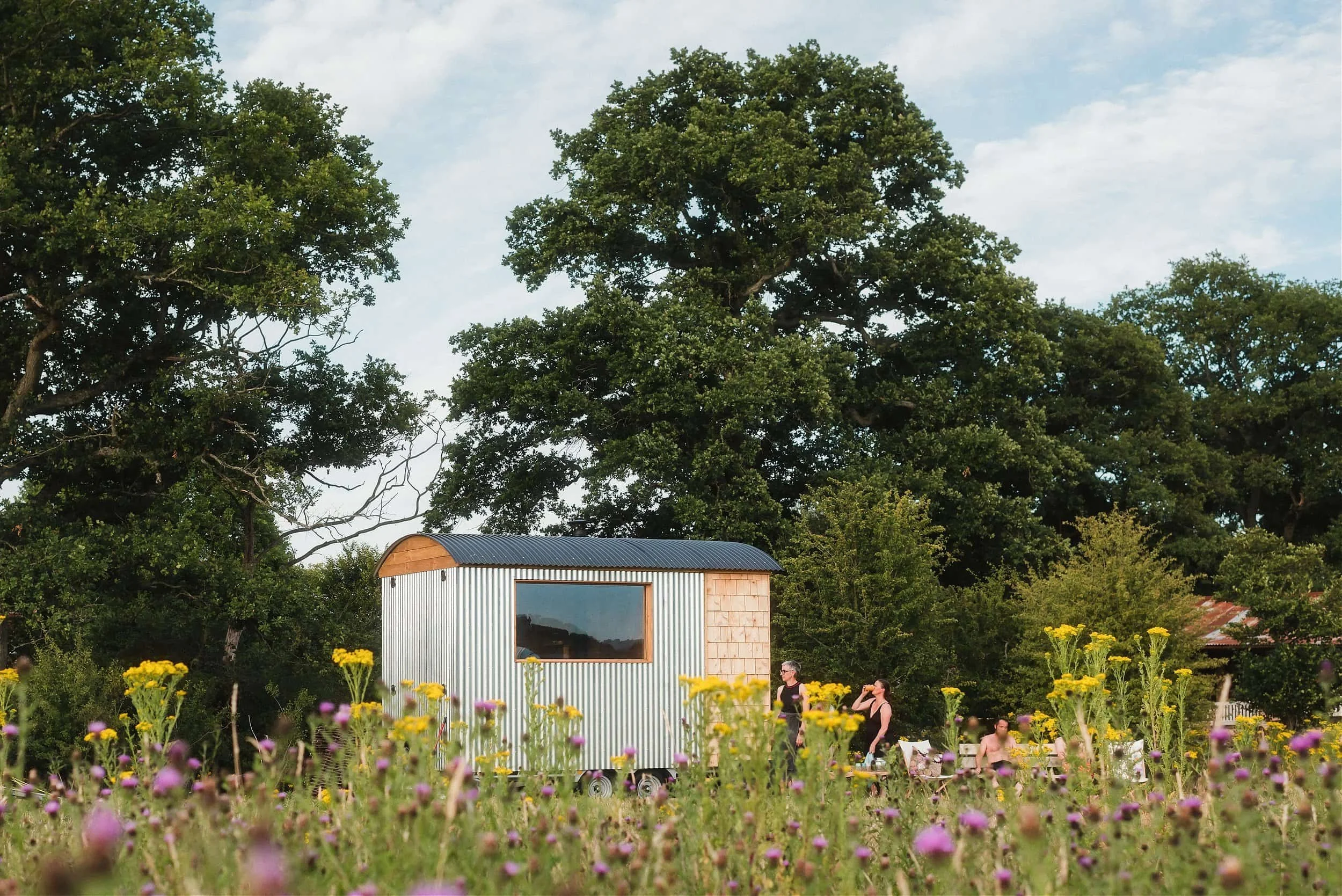An 8 seater sauna in a beautiful nature meadow setting in susssex