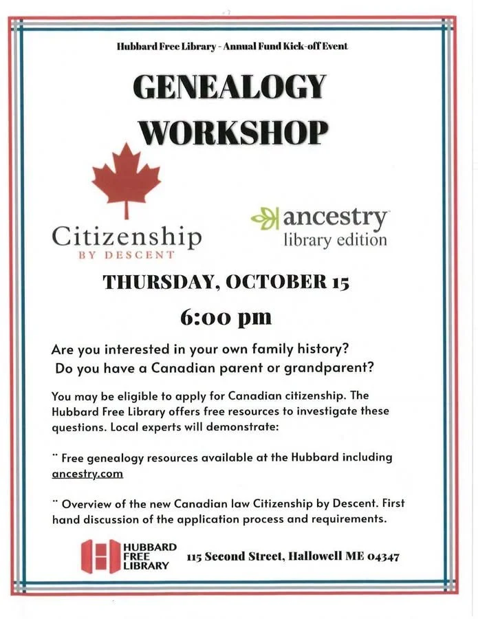 Genealogy Workshop at the Hubbard
