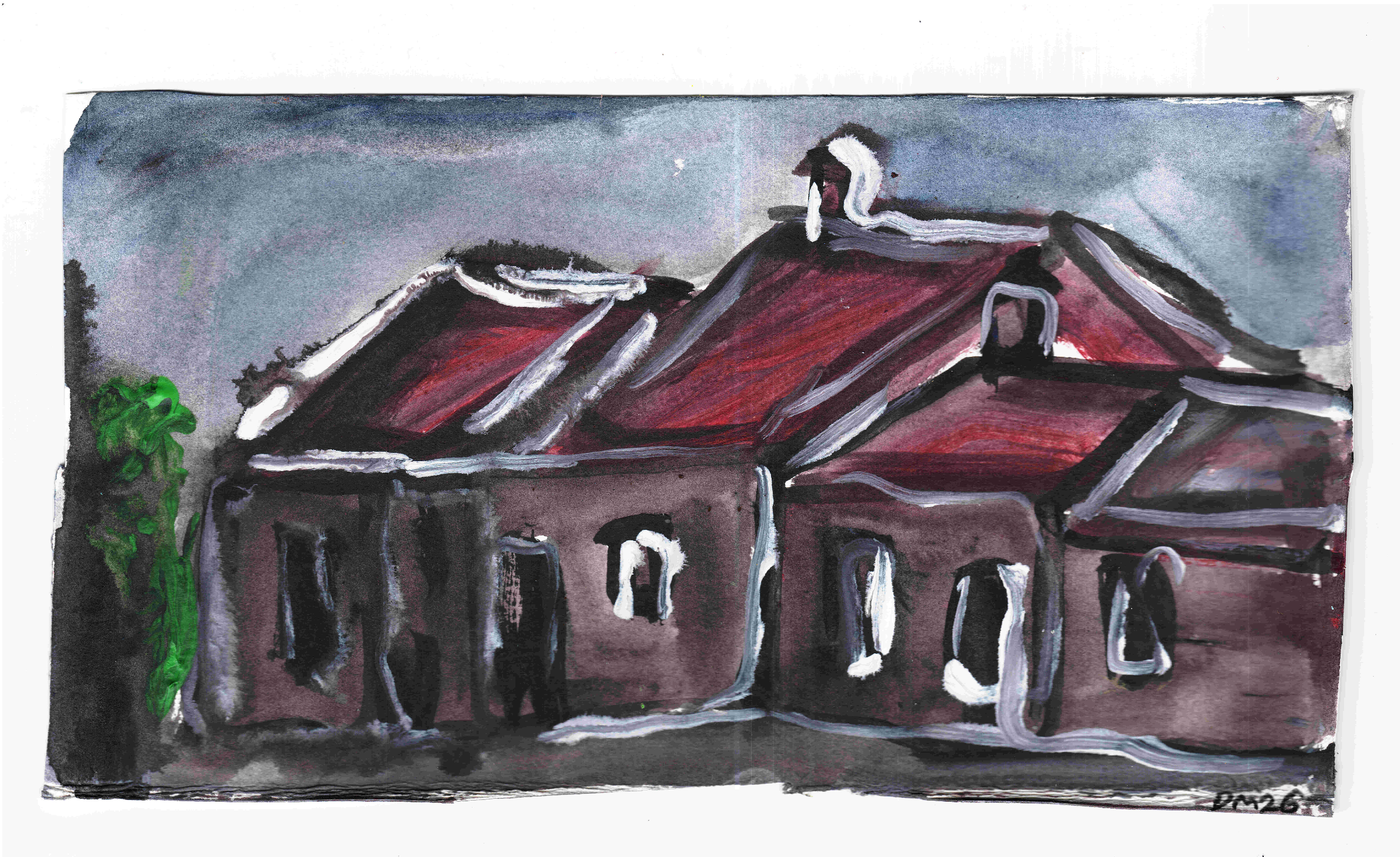 Houses - 20x11cm, acrylic on card