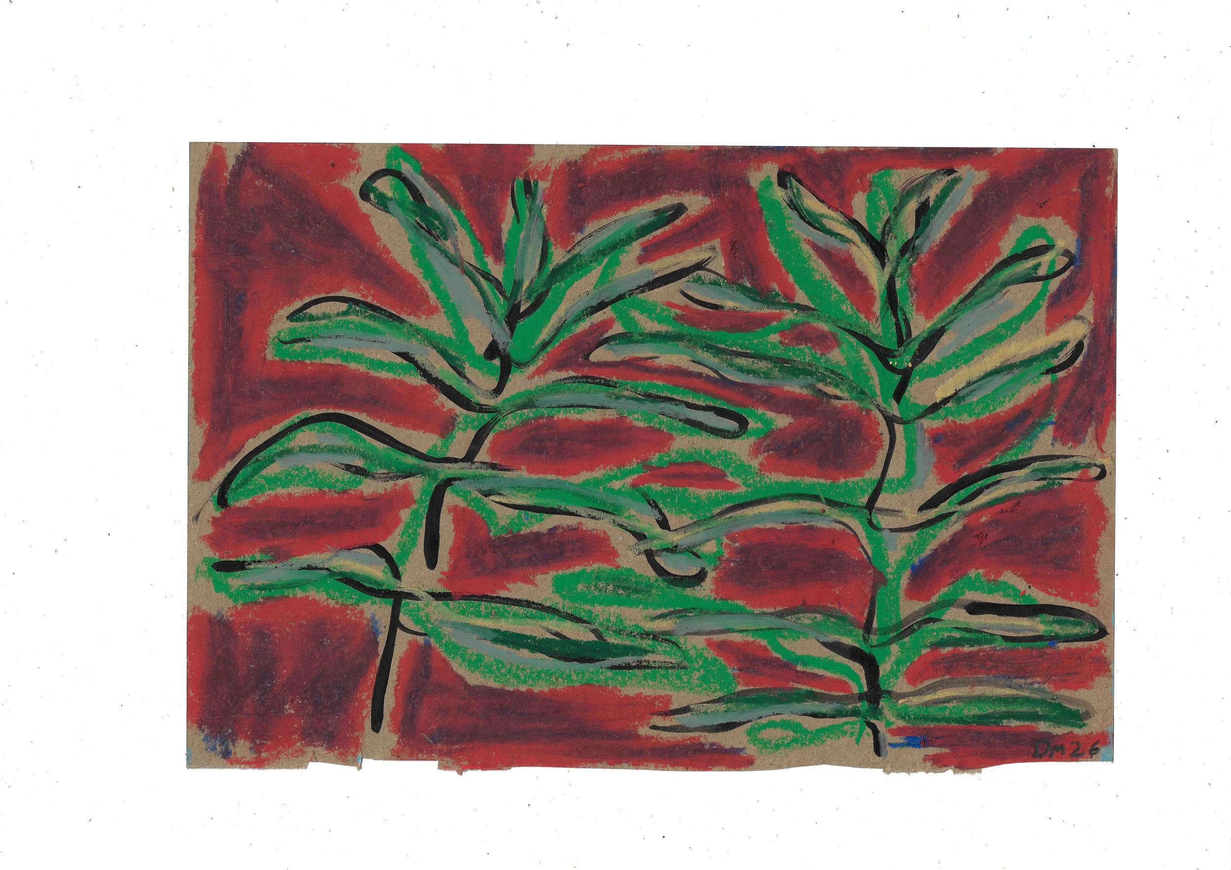 Green/Red - 21x31cm, oil pastel on paper