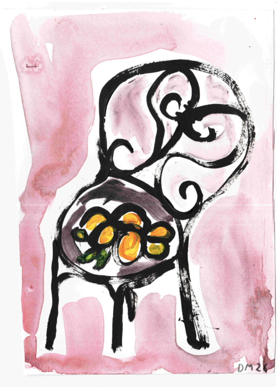 Citrus Chair - 15×20cm, acrylic on card