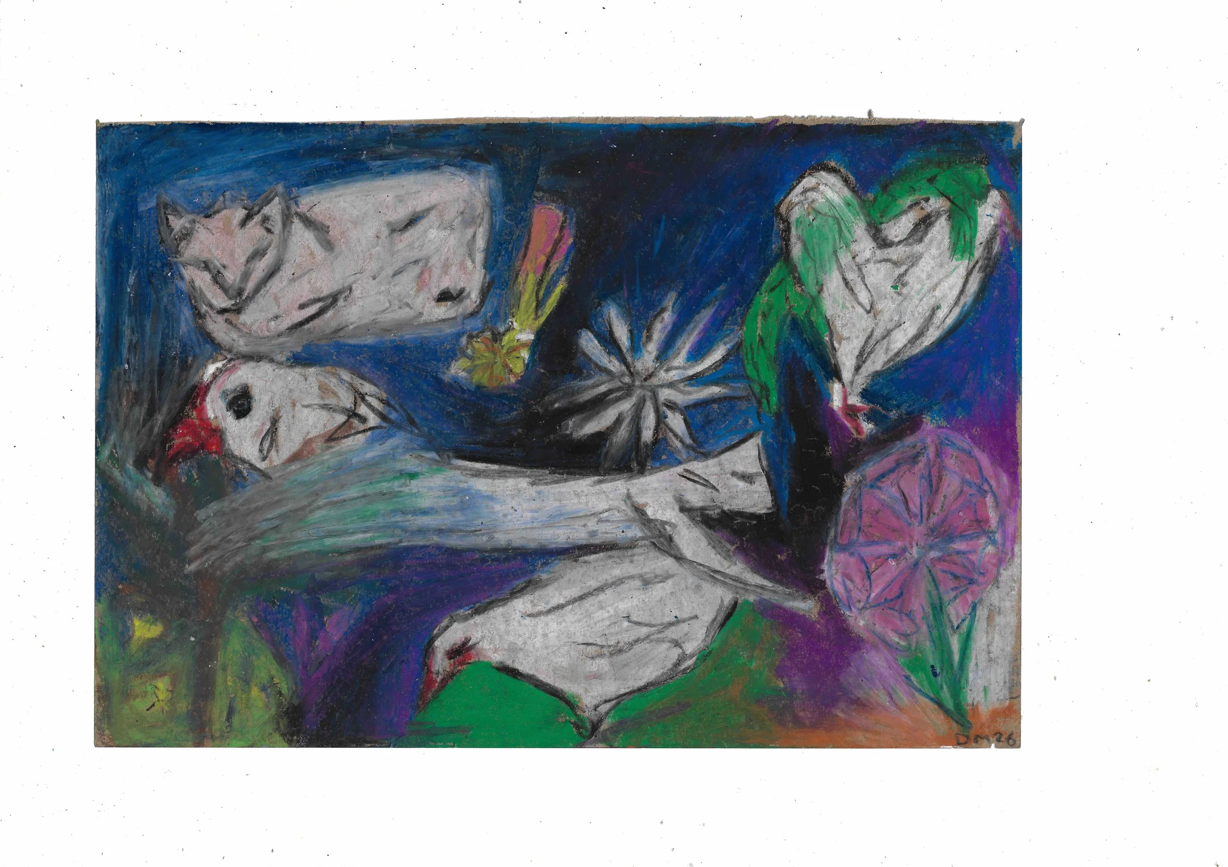 First Day - 21x31cm, oil pastel on paper