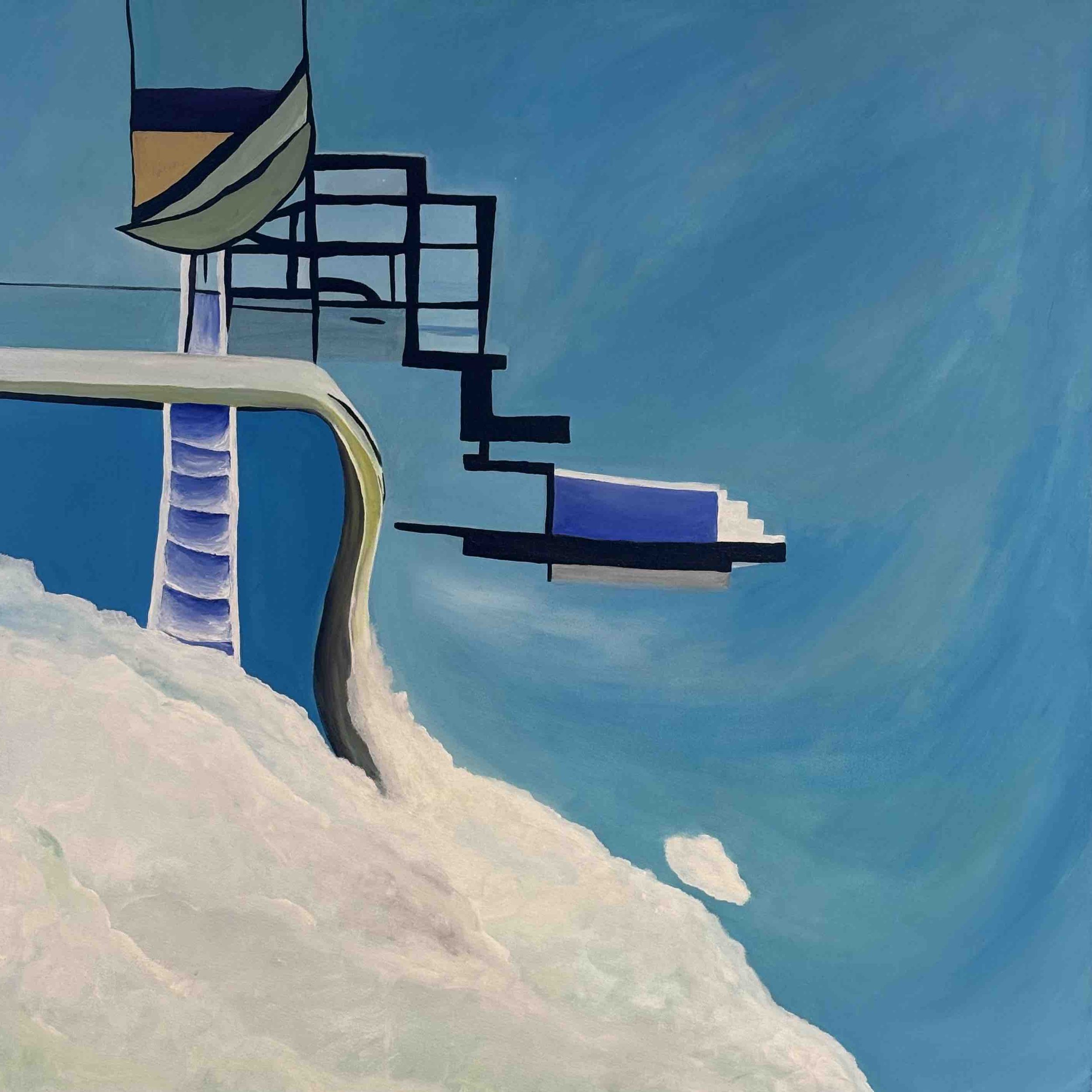 Waterslide 3. 80x80cm, acrylic on canvas
