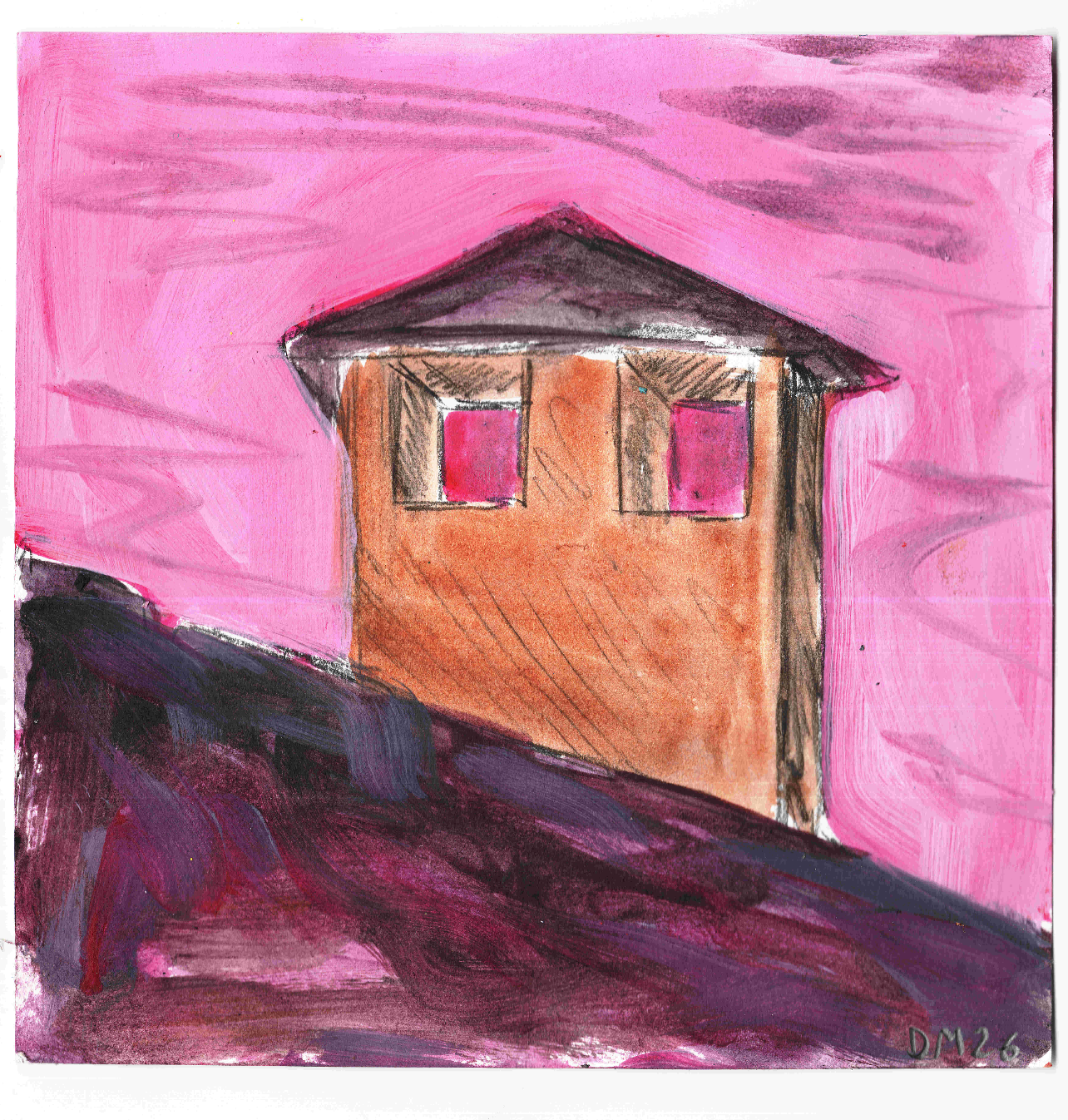 Chimney - 10x10cm, acrylic on card