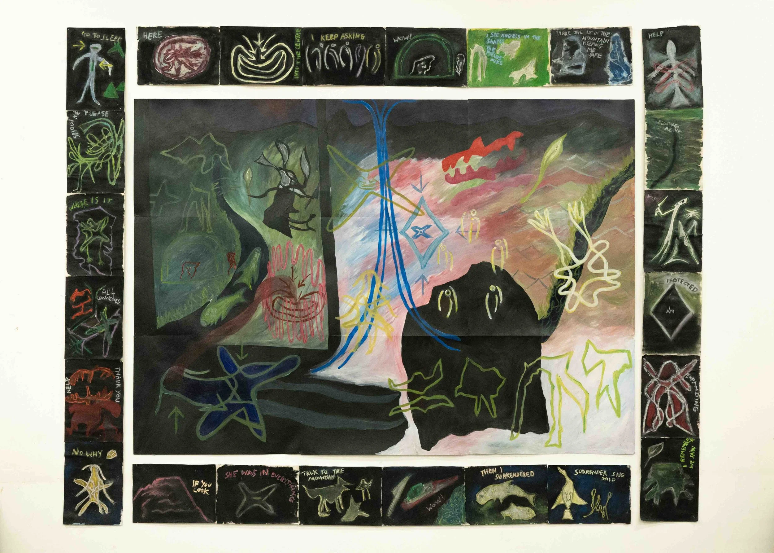 Soul Map (The Visit) - acrylic and chalk pastel on card and paper, 176cm x 226cm