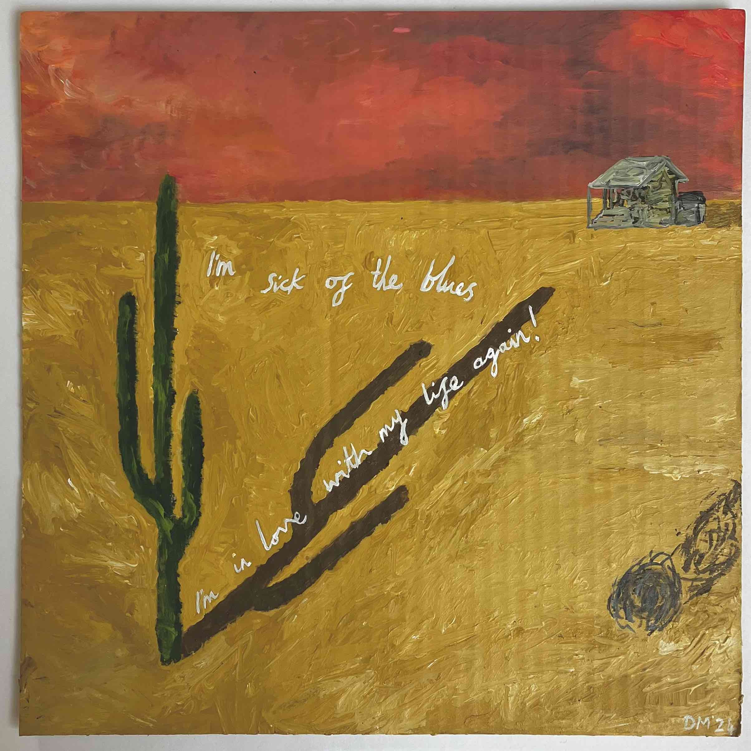 Commissioned artwork - a song illustration for Porridge Radio - Sick Of The Blues, 30x30cm acrylic on cardboard