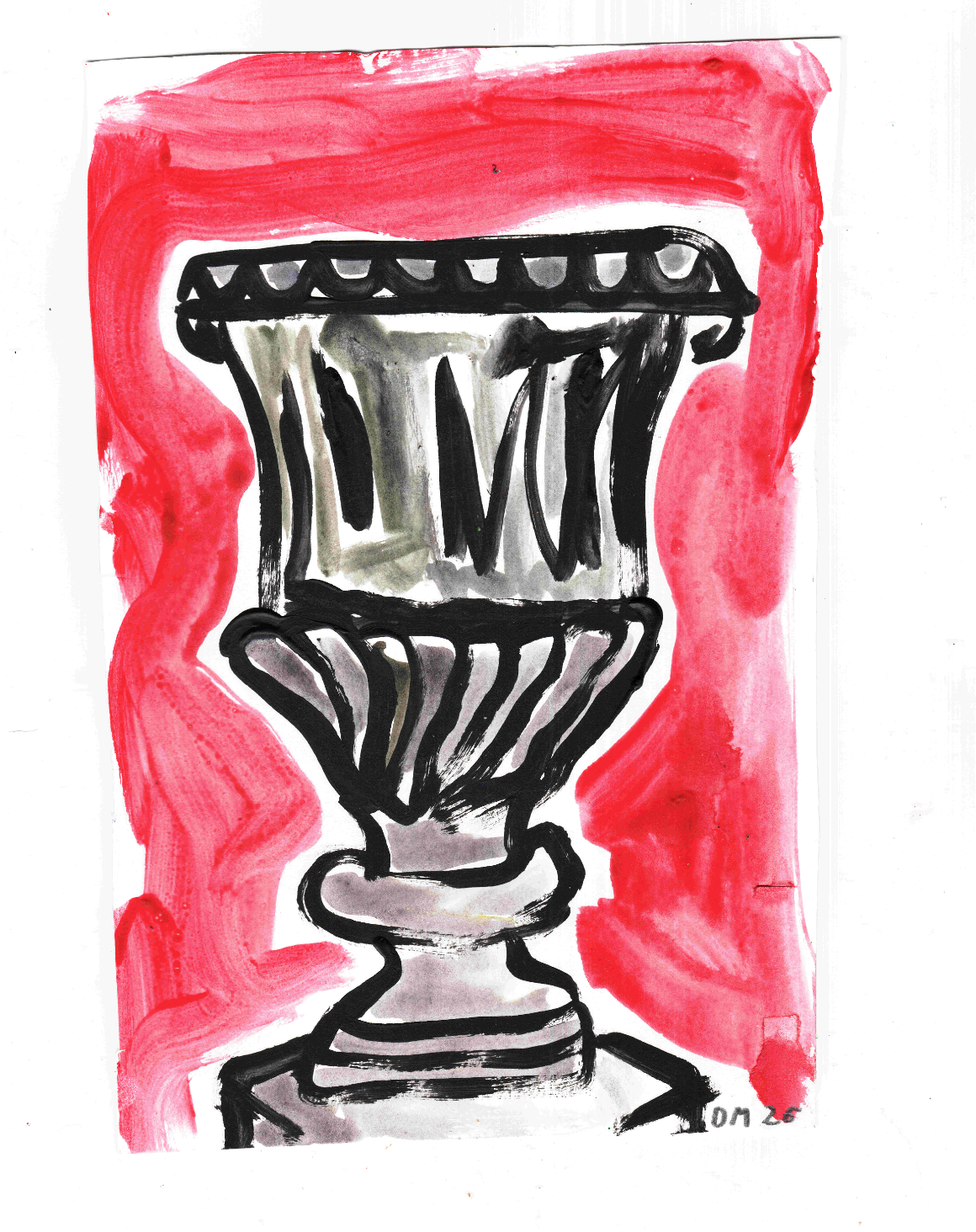 Plantpot - 21.5x15cm, acrylic on card