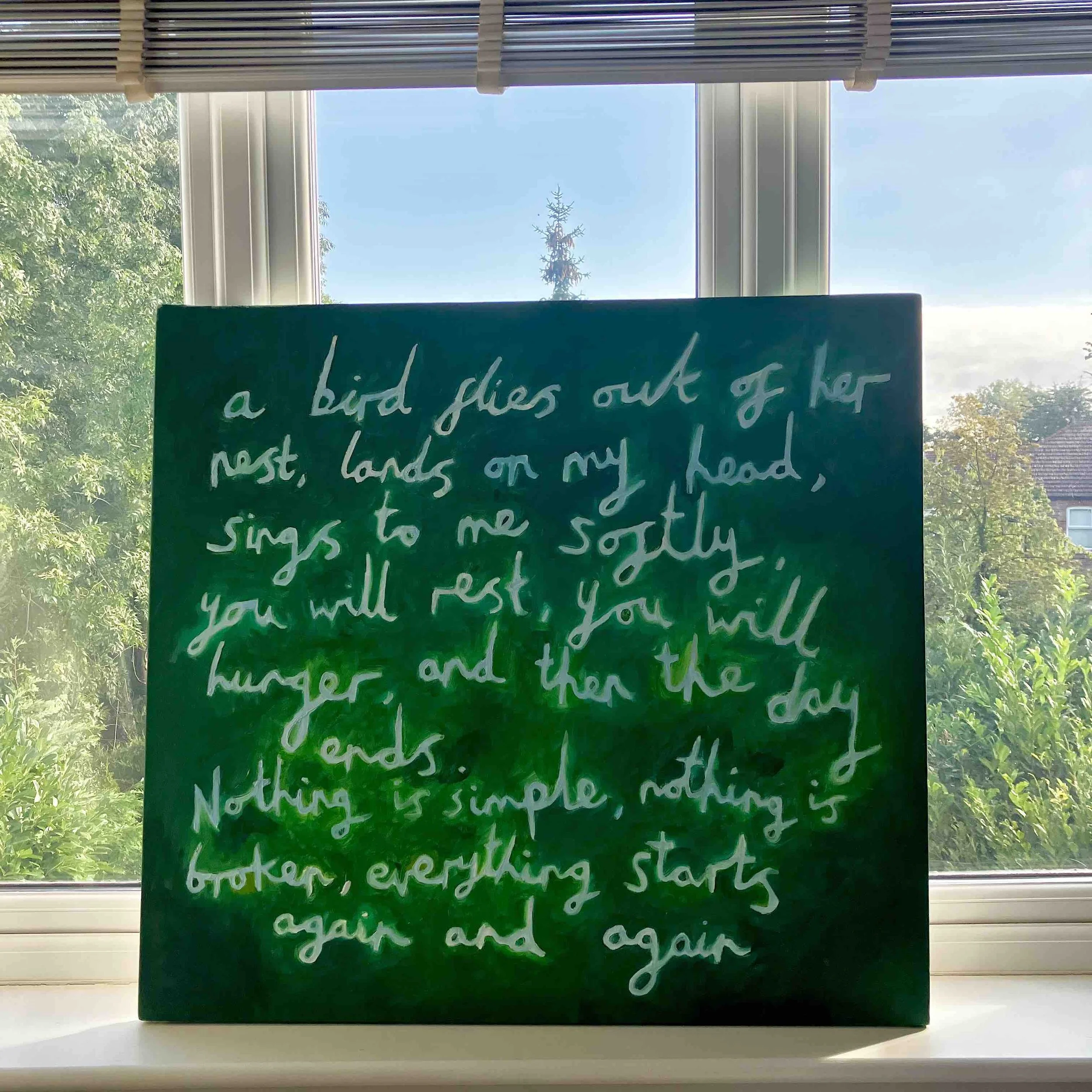 A Bird Flies Out Of Her Nest. 100x100cm, acrylic on canvas