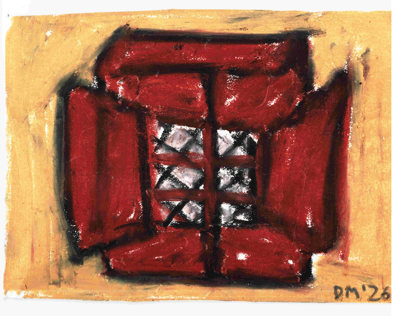 La Fenestra - 15×11cm, oil pastel on card,