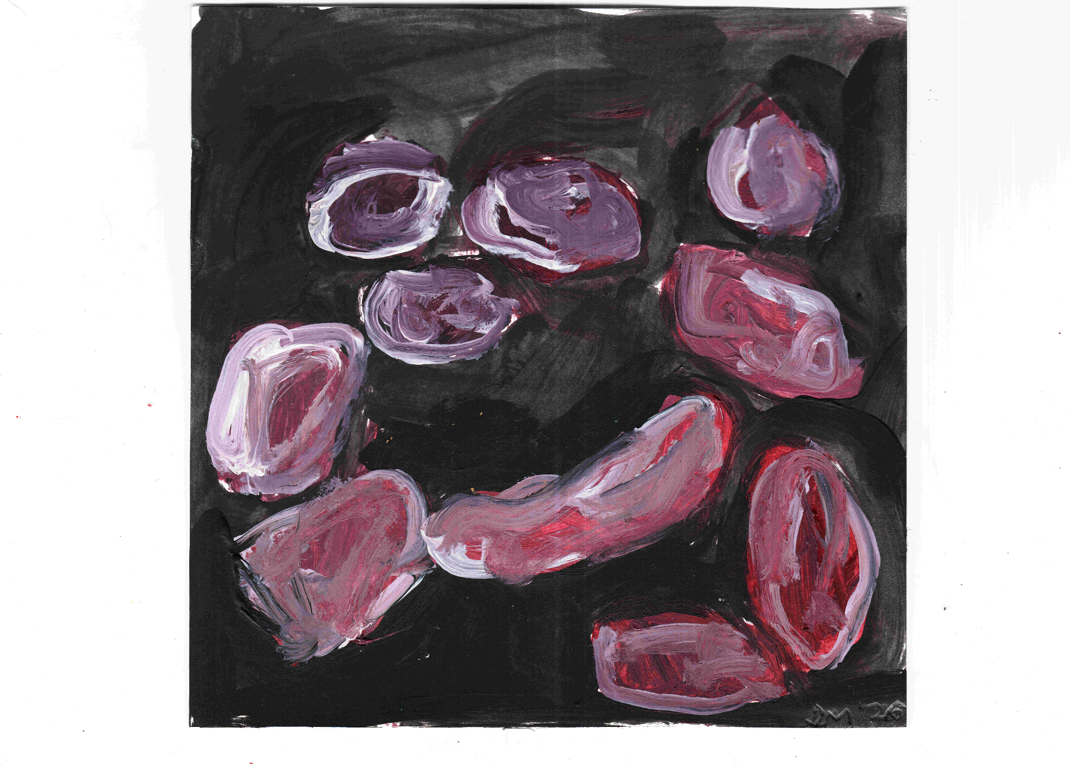 Red Potatoes - 14x14cm, acrylic on paper