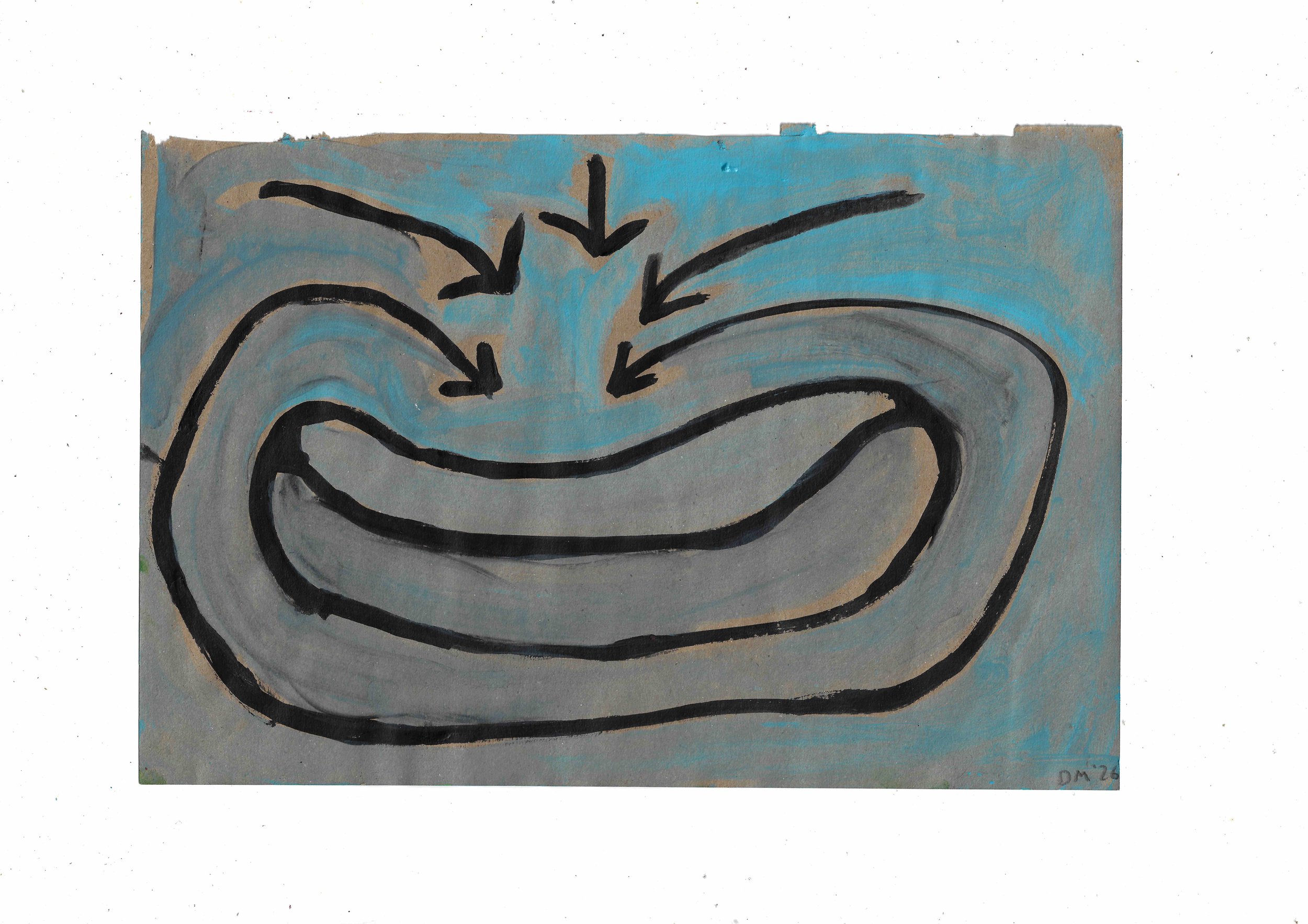 Into Centre - 21x31cm, acrylic on paper