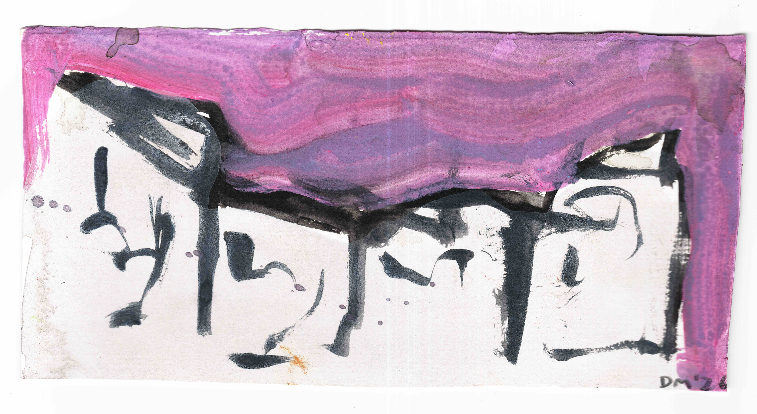 Village - 19.5×9.5cm, acrylic on card