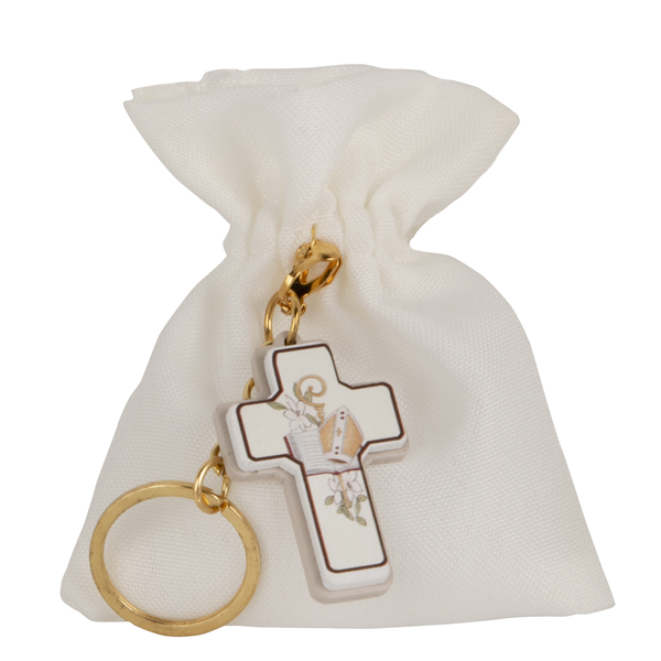 SACCHETTO CRESIMA CON PORTACHIAVI - 12 PEZZI