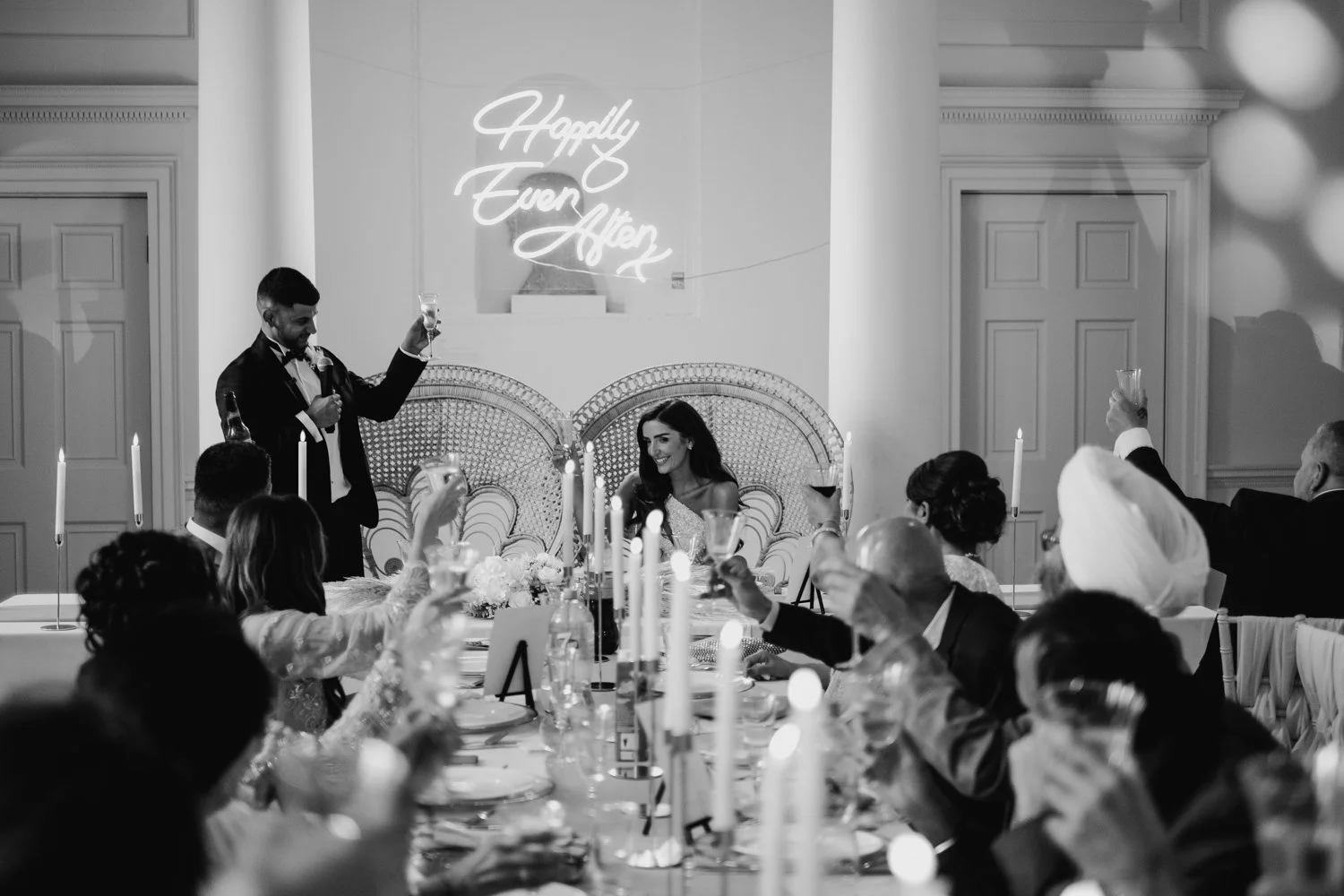 Elegant almost editorial vibe wedding in an Art Gallery
