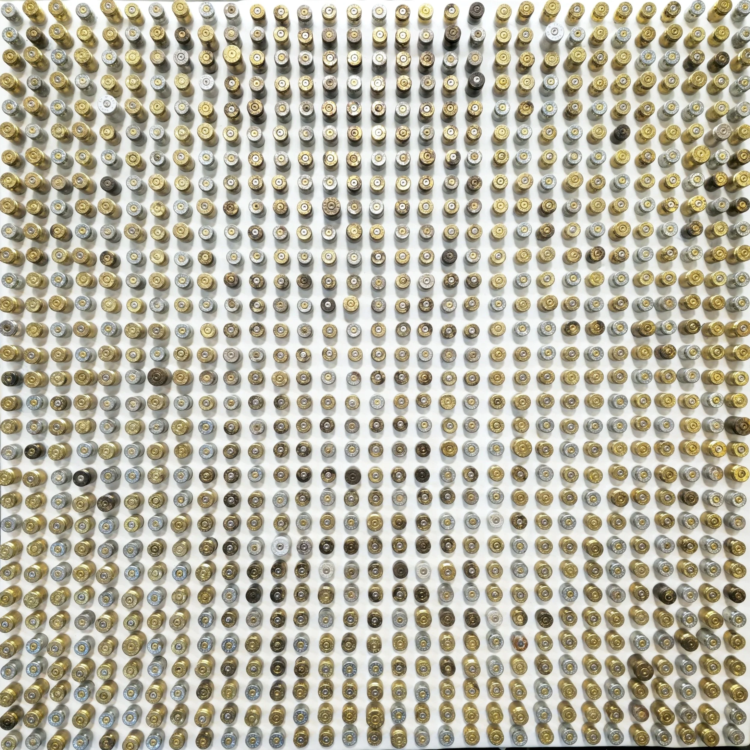 ORDER OF MANY 
20" x 20" Encaustic, Shell Casings on Deep Cradle Board