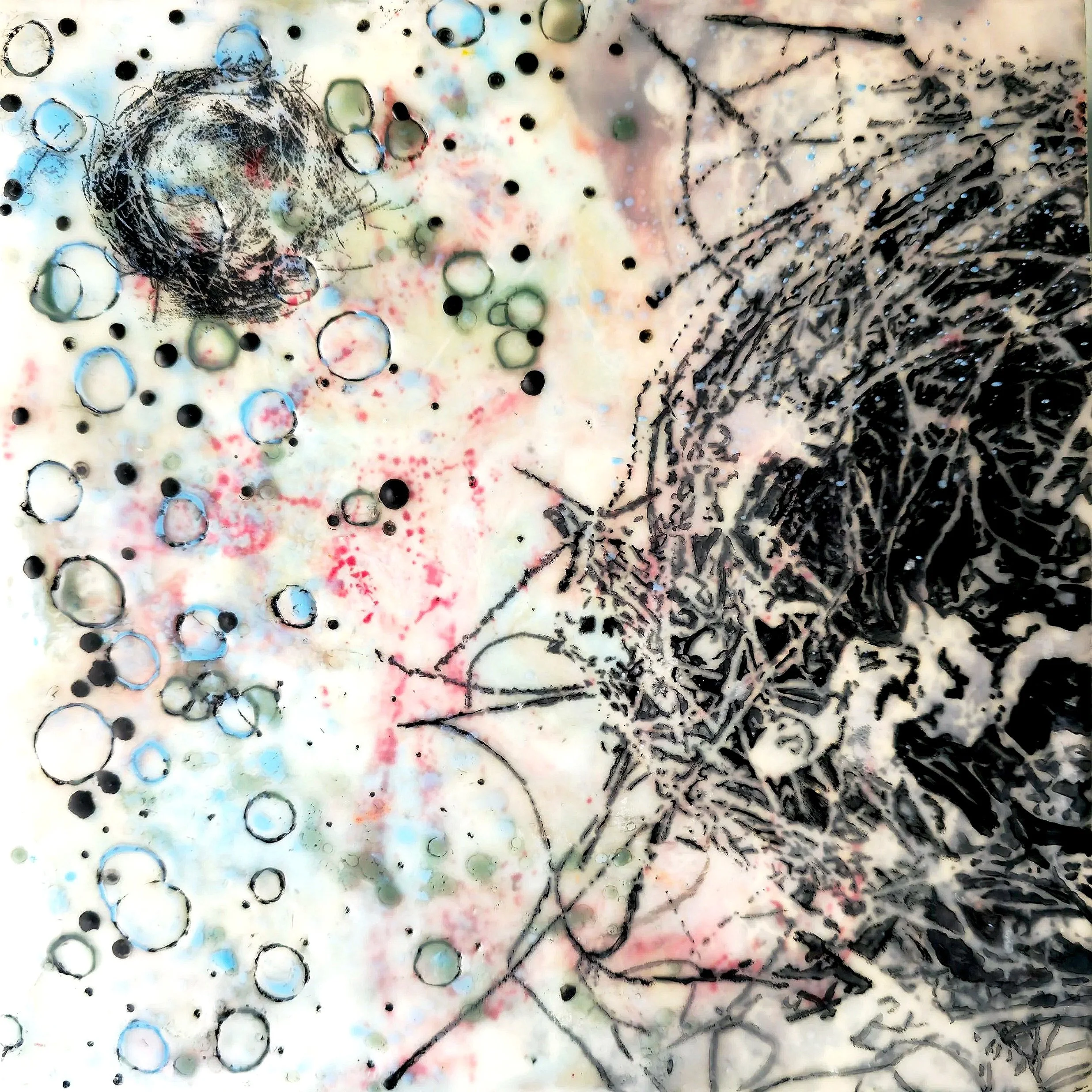 NOSTALGIC WEAVE 
8" X 8" Mixed Media on Deep Cradle Board