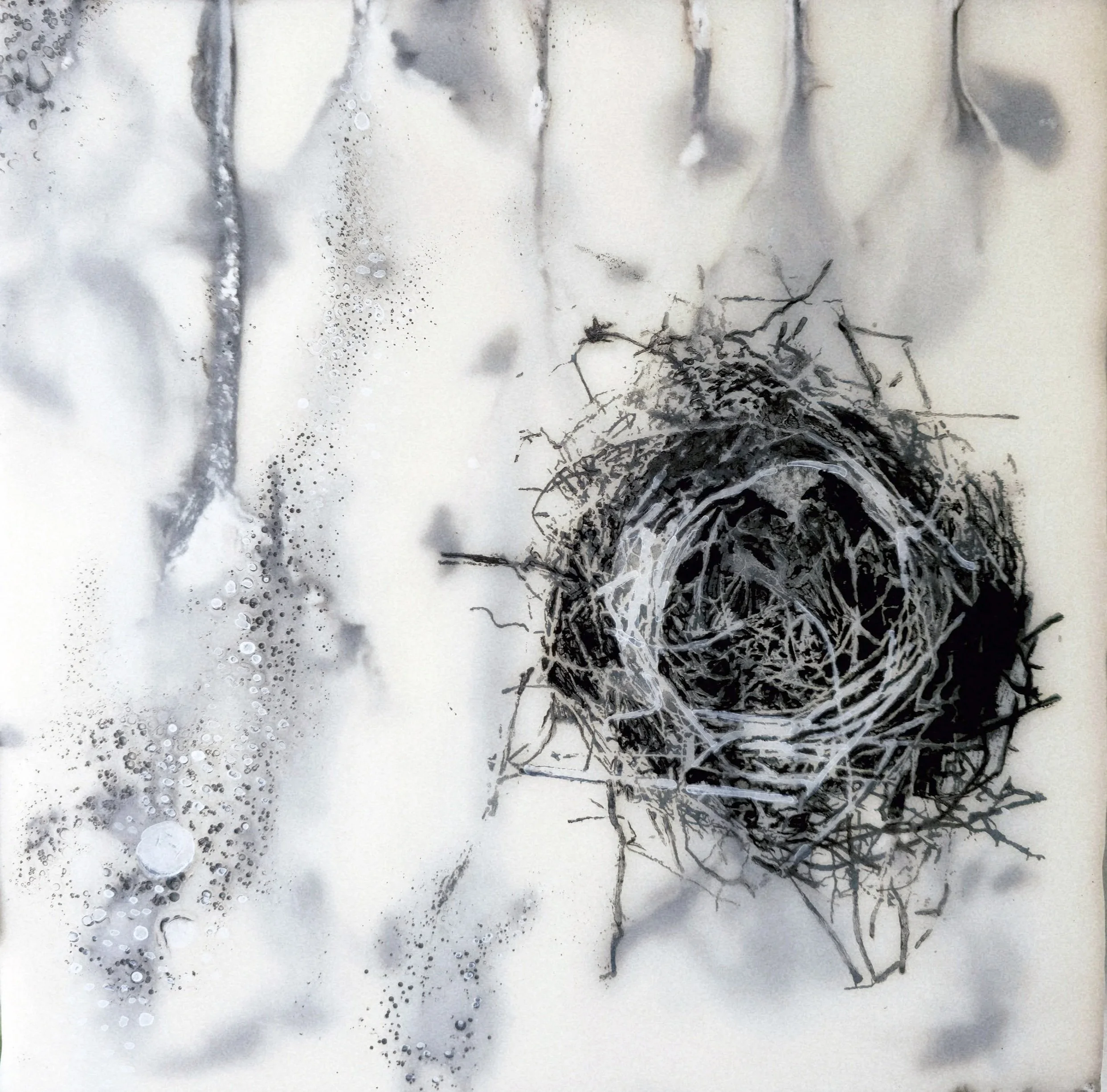 SILENT VIGIL 
8" x 8" Encaustic on Deep Cradle Board