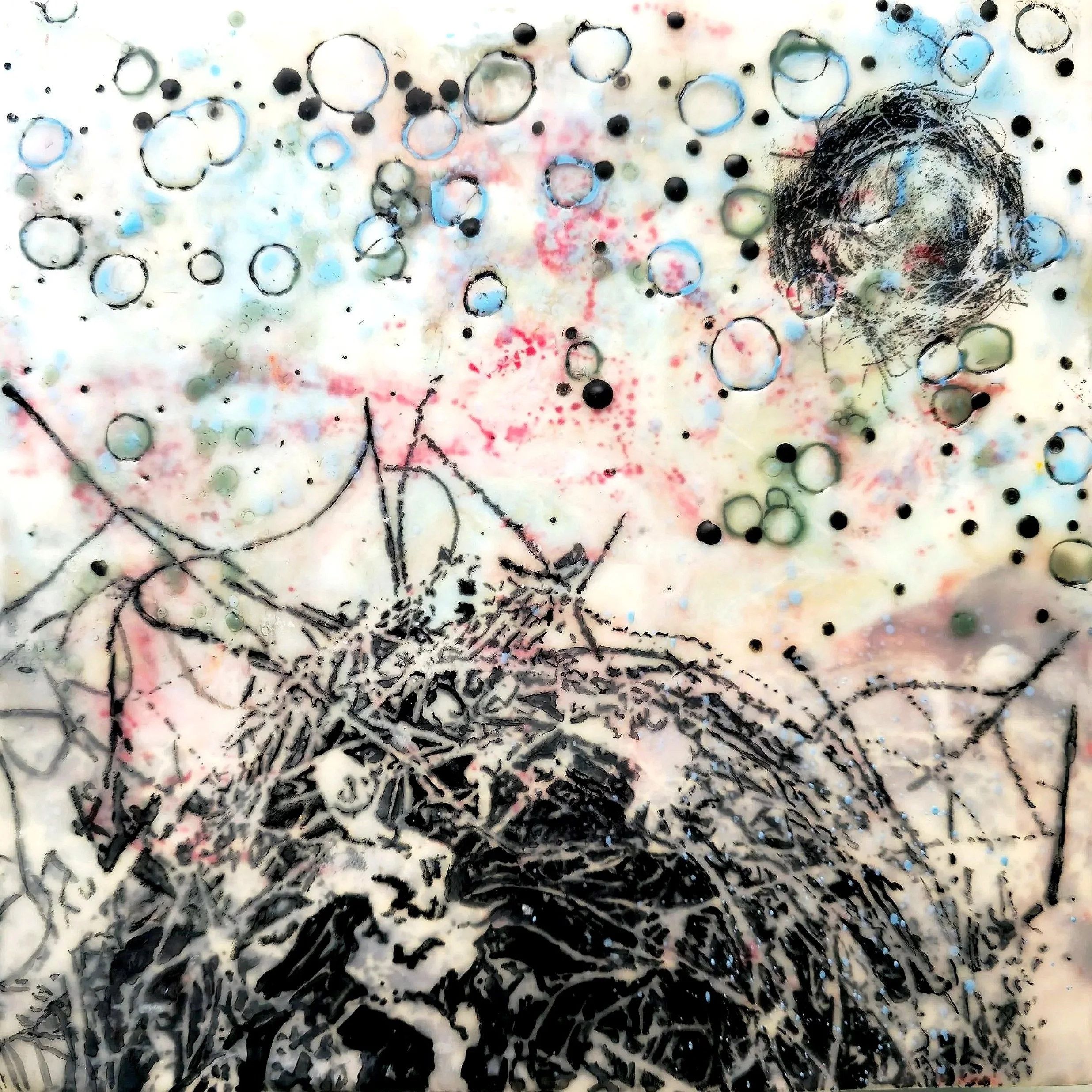 ORBITAL WEAVE 
8" X 8" Mixed Media on Deep Cradle Board