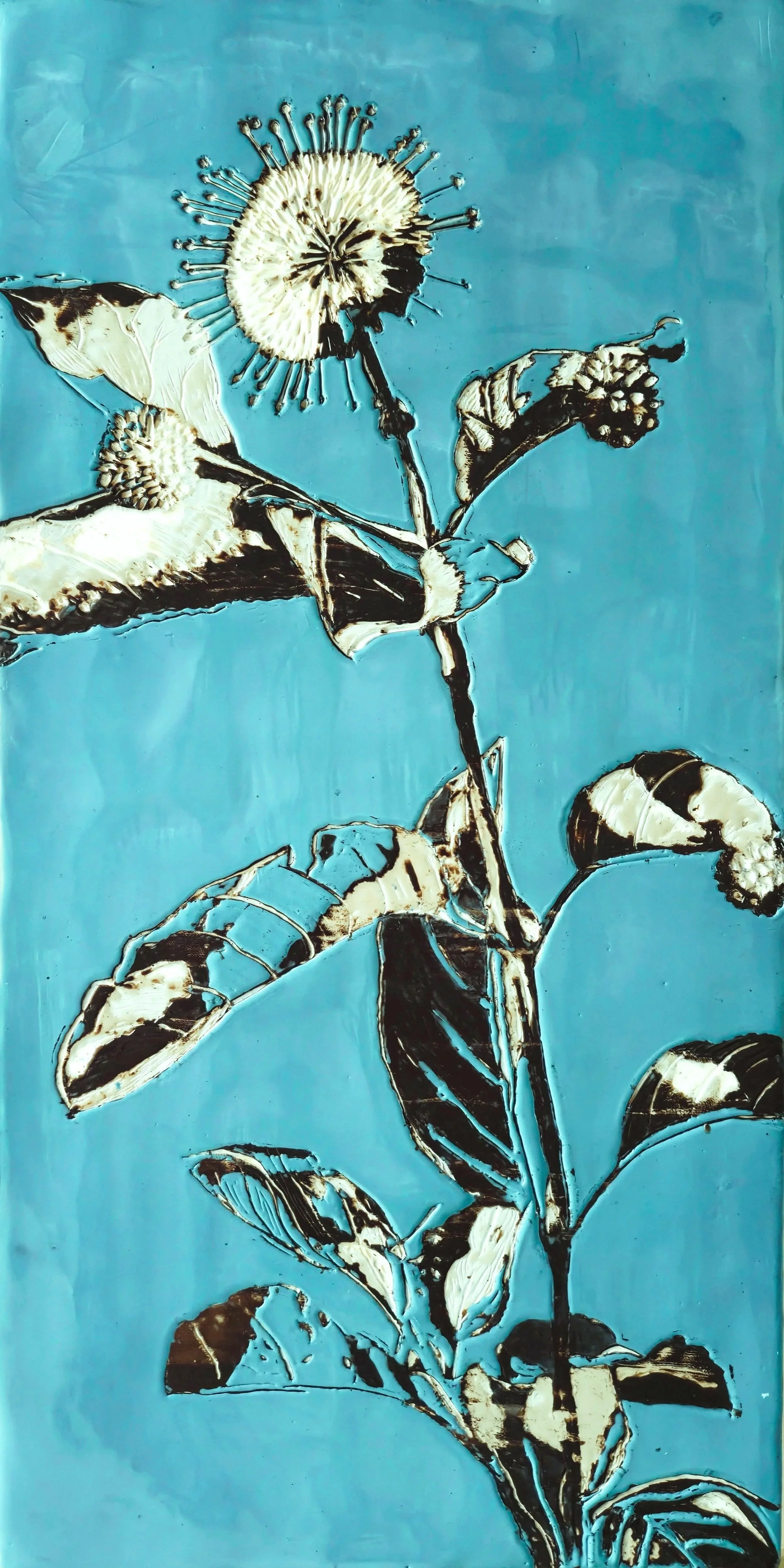 BLOOMING IN SOLITUDE 
8" x 16" Encaustic on Deep Cradle Board
