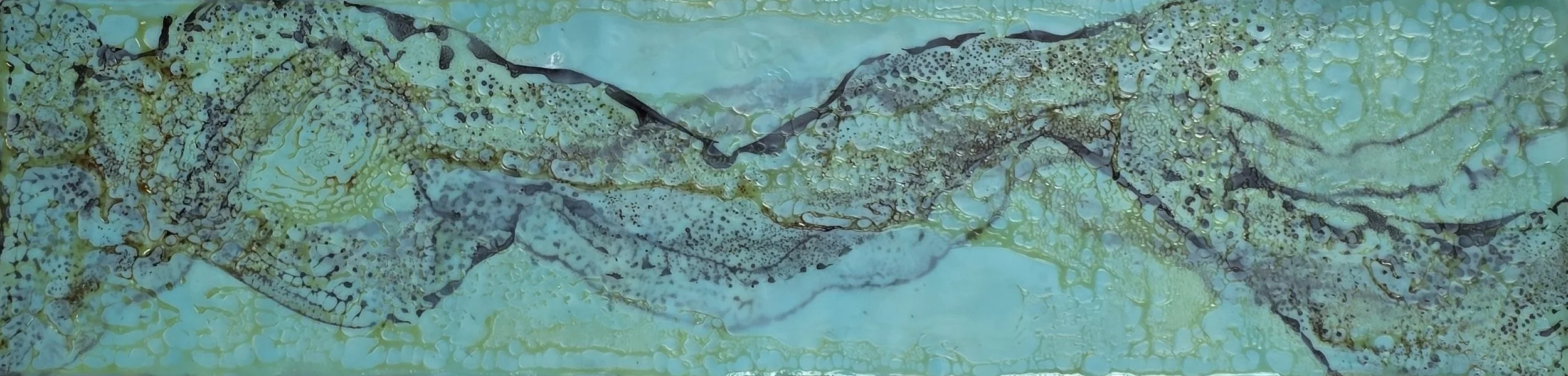 UNDERCURRENT 
6" x 24" Encaustic with Shellac on Deep Cradle Board