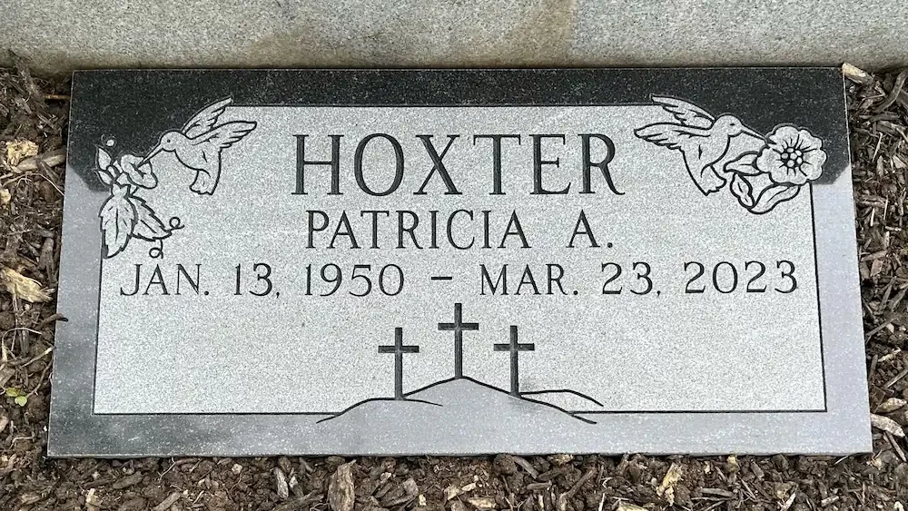 Flat grass marker headstone with design black