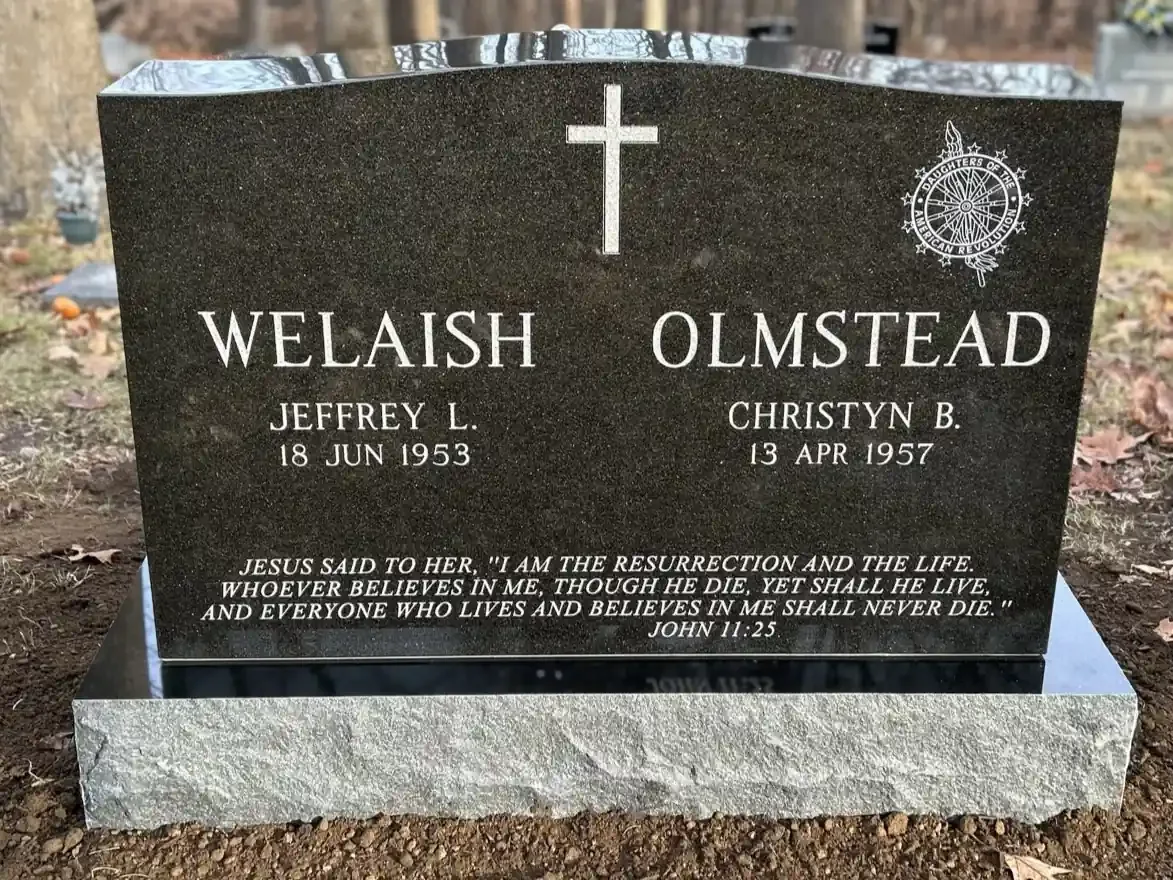 Rocky base on headstone