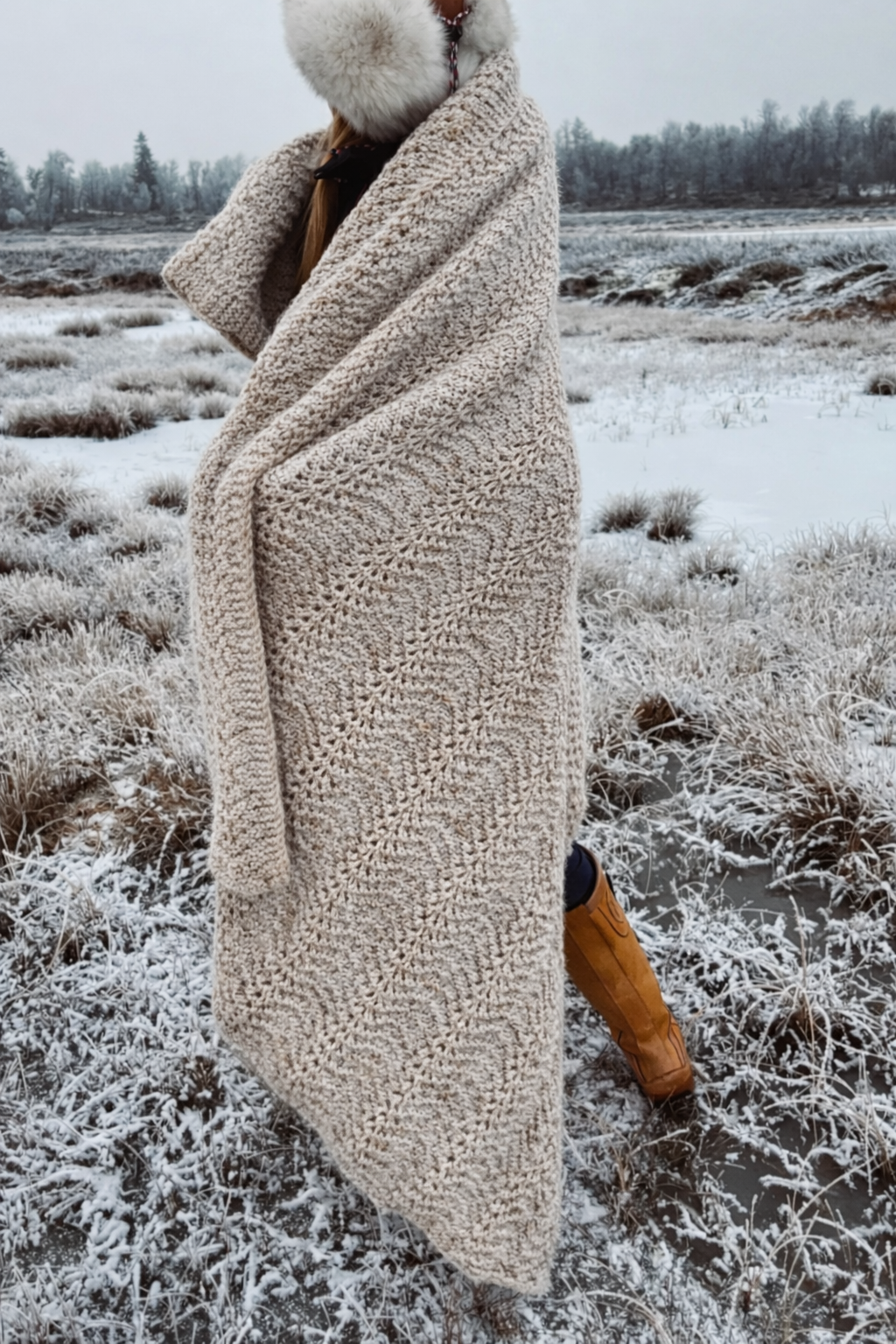 Unspun Icelandic Wool Blanket Light Brown
