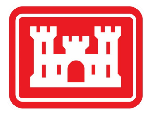 A red square sign with a white castle symbol in the center.