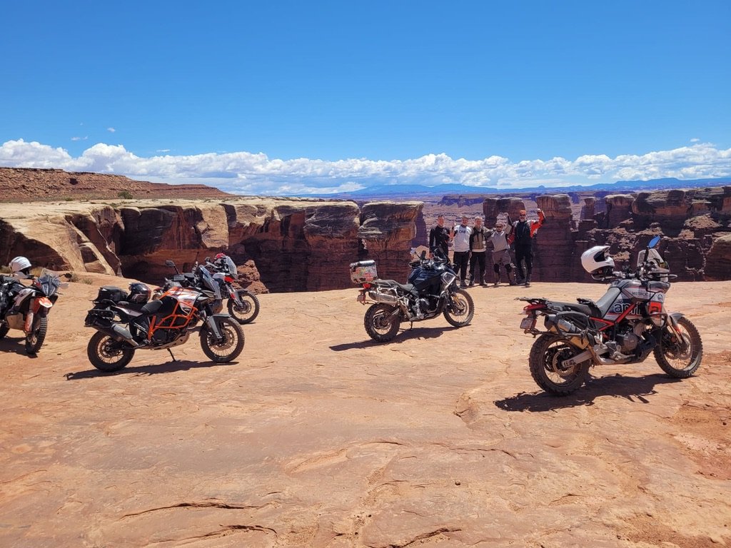 Moab adventure motorcycle tour riding slickrock in Utah