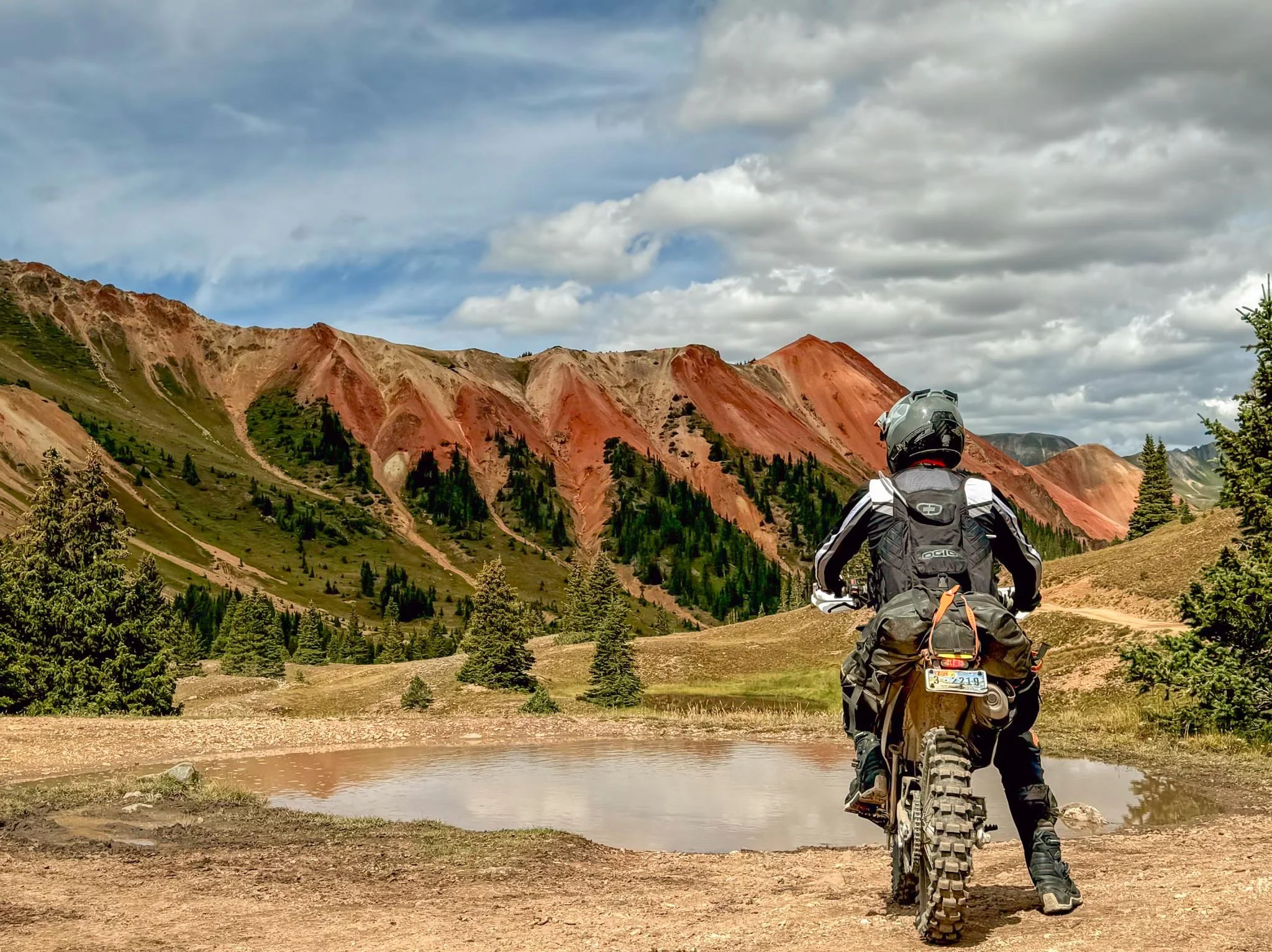 Colorado motorcycle tour riding through high mountain pass
