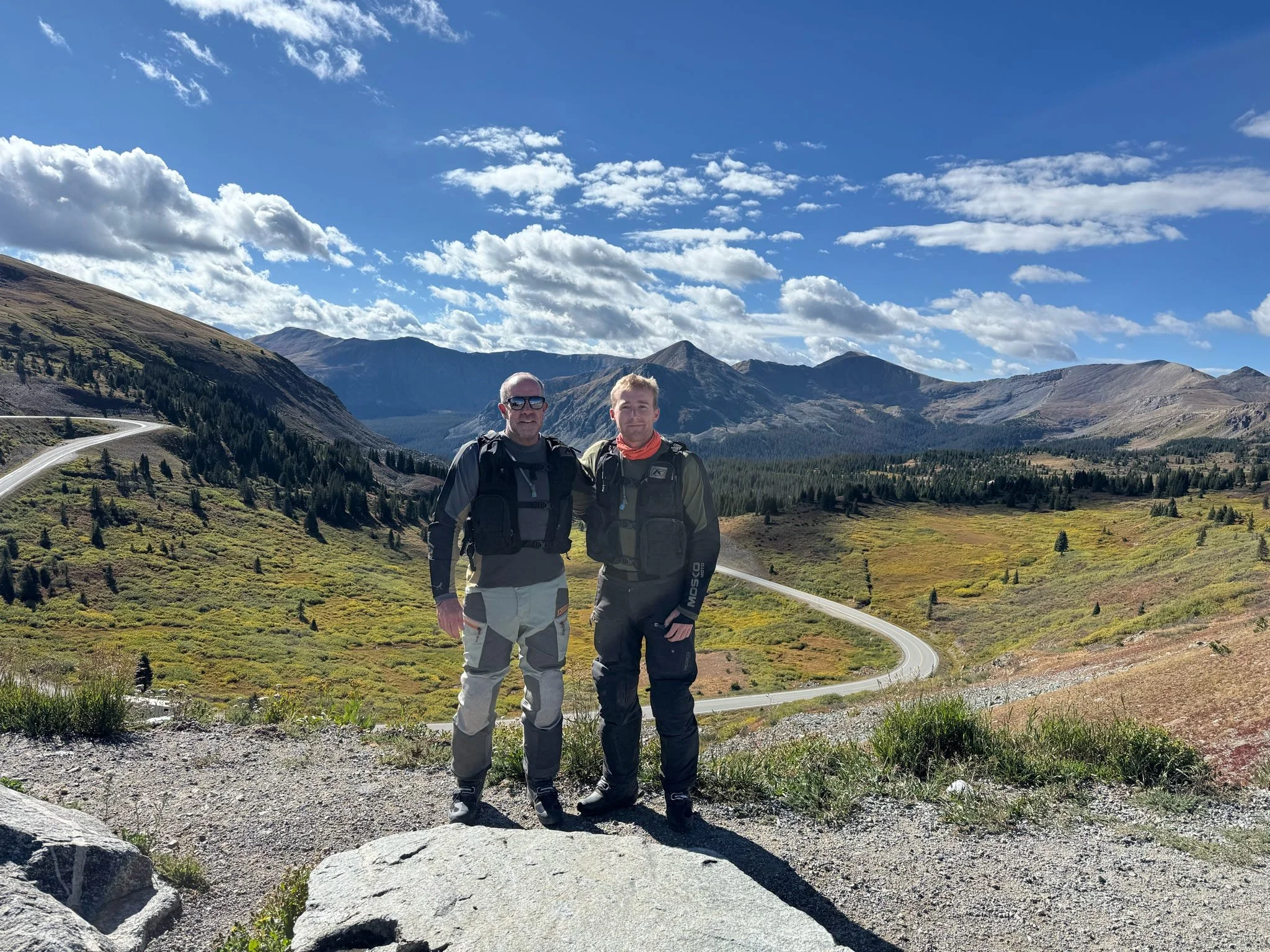 Colorado motorcycle tour riding through high mountain pass