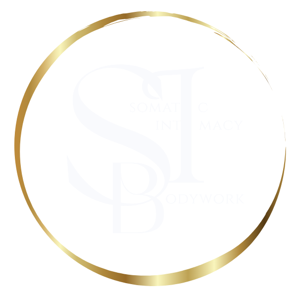 A circular logo with a gold border and background, featuring a large white letter 'S' in the center.