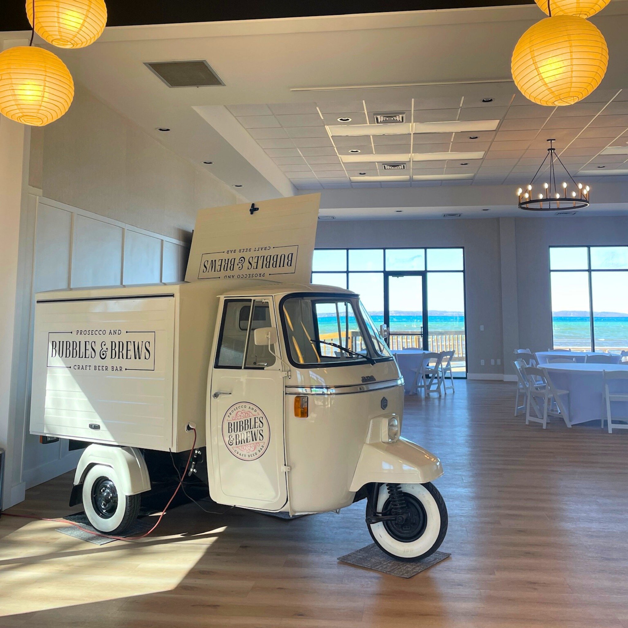A Beach Baby Shower... how much cuter can it get? 🩵 

Our friends at @bubblesandbrewstvc hosted a wonderful beverage station for this event out of Stella, their vintage Piaggio Ape. 🥂

Visit us on May 19th for the Beach Bridal Show to learn more ab