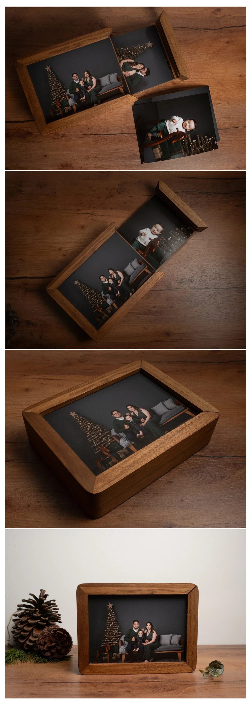 Caja portarretratos de madera con fotografía impresa