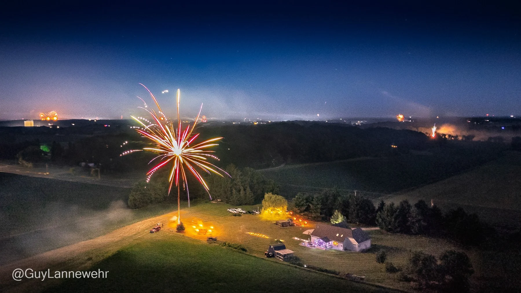 Did some droneography of some fireworks last night in the Ixonia area (private residence). The DJI drone is great for night shots/video, but if you don't have any existing ambient light along with artificial lighting in the mix, it's much more diffic
