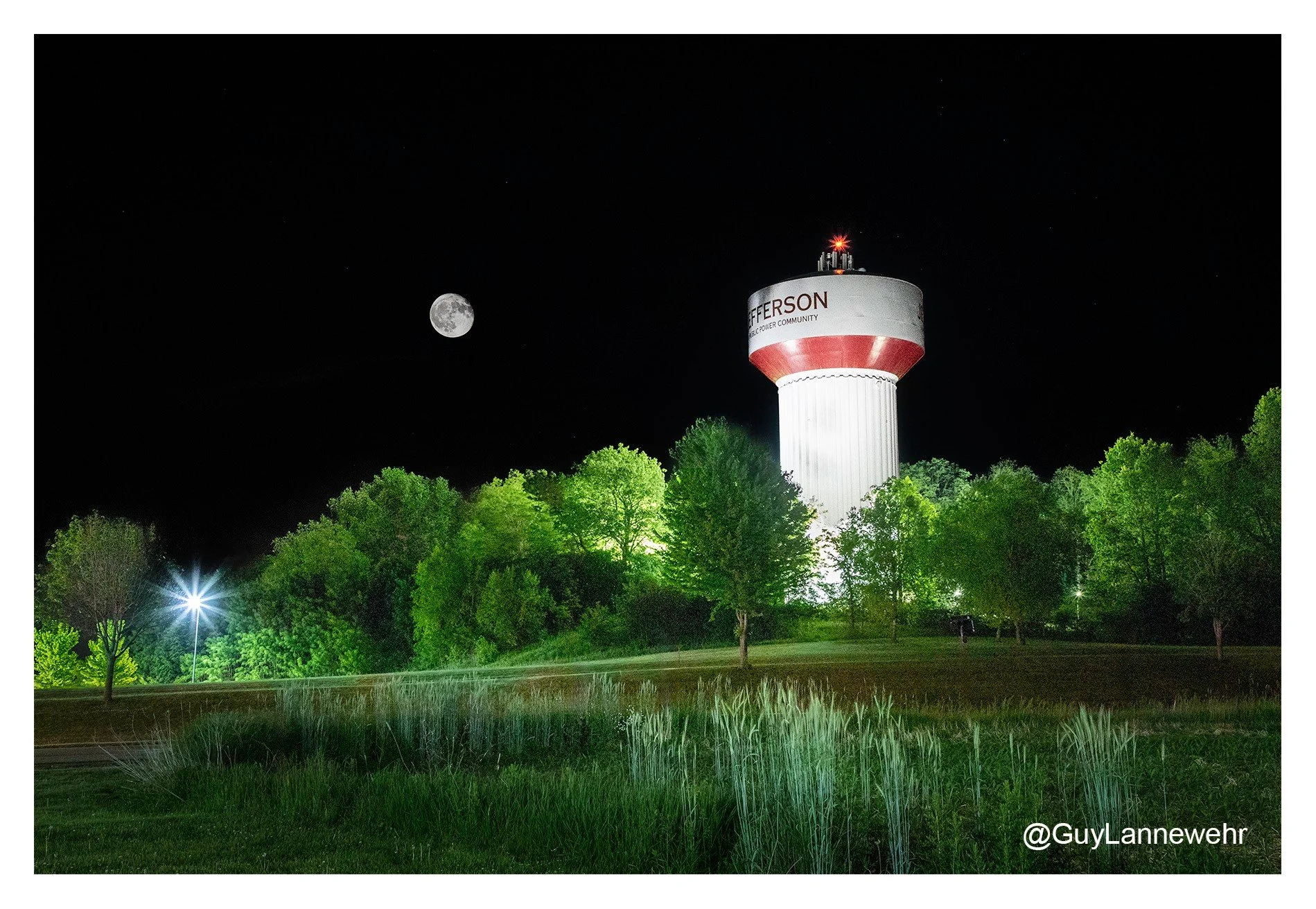 Fullish Moon on the 1st of June. 

This was last night (Monday) but not quite full, about a day late at 98%. The full moon was the previous night and would have been about in hour earlier, but it was cloudy.

TECH: Canon D6Mk2 | f/8 (multiple exposur