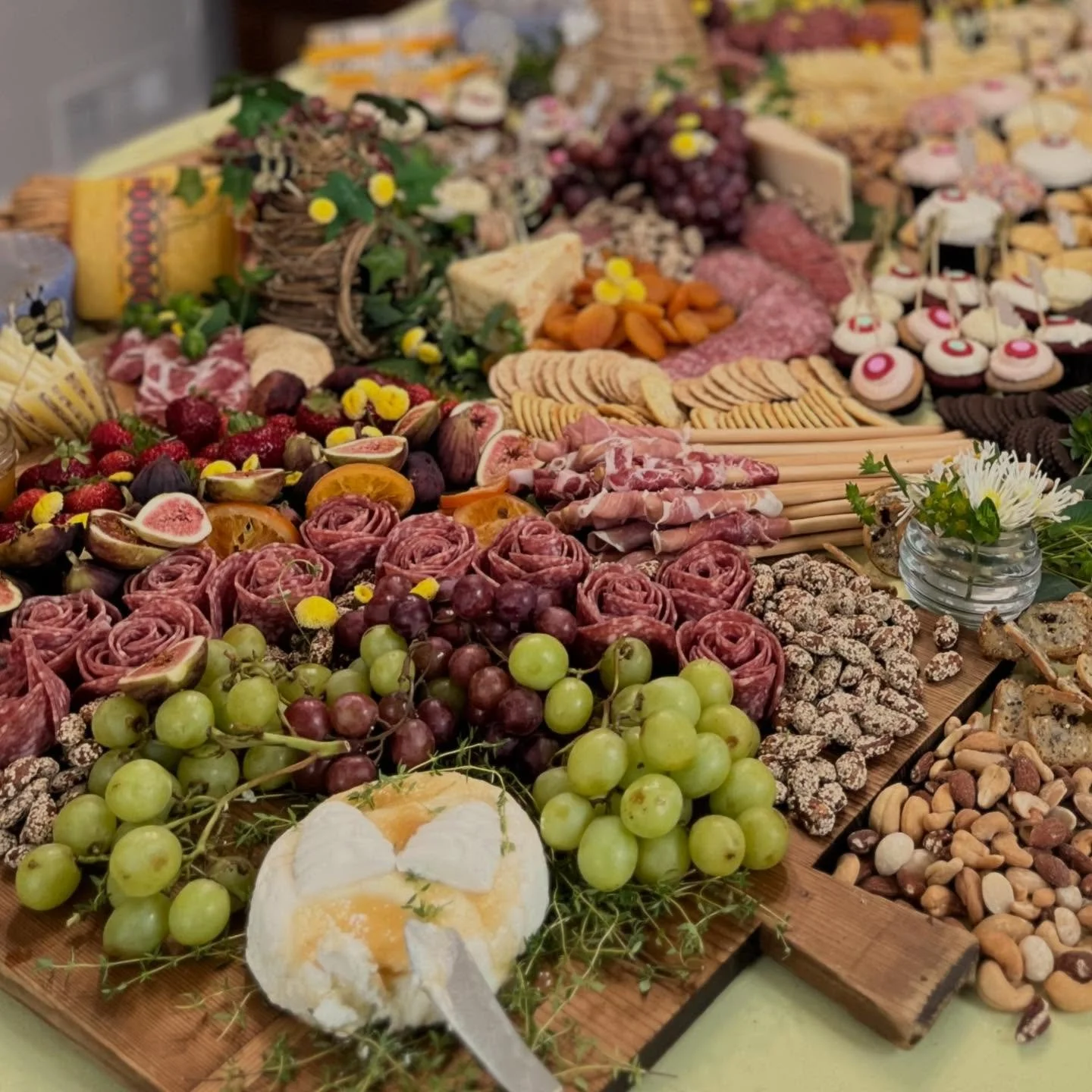 An autumn grazing table for a bountiful book signing and cocktail gathering