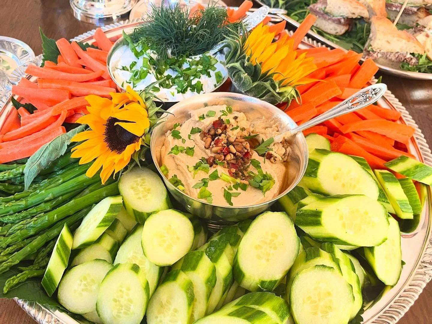 Crudite with a duo of dips for a little healthy treat among the decadence of a cocktail supper