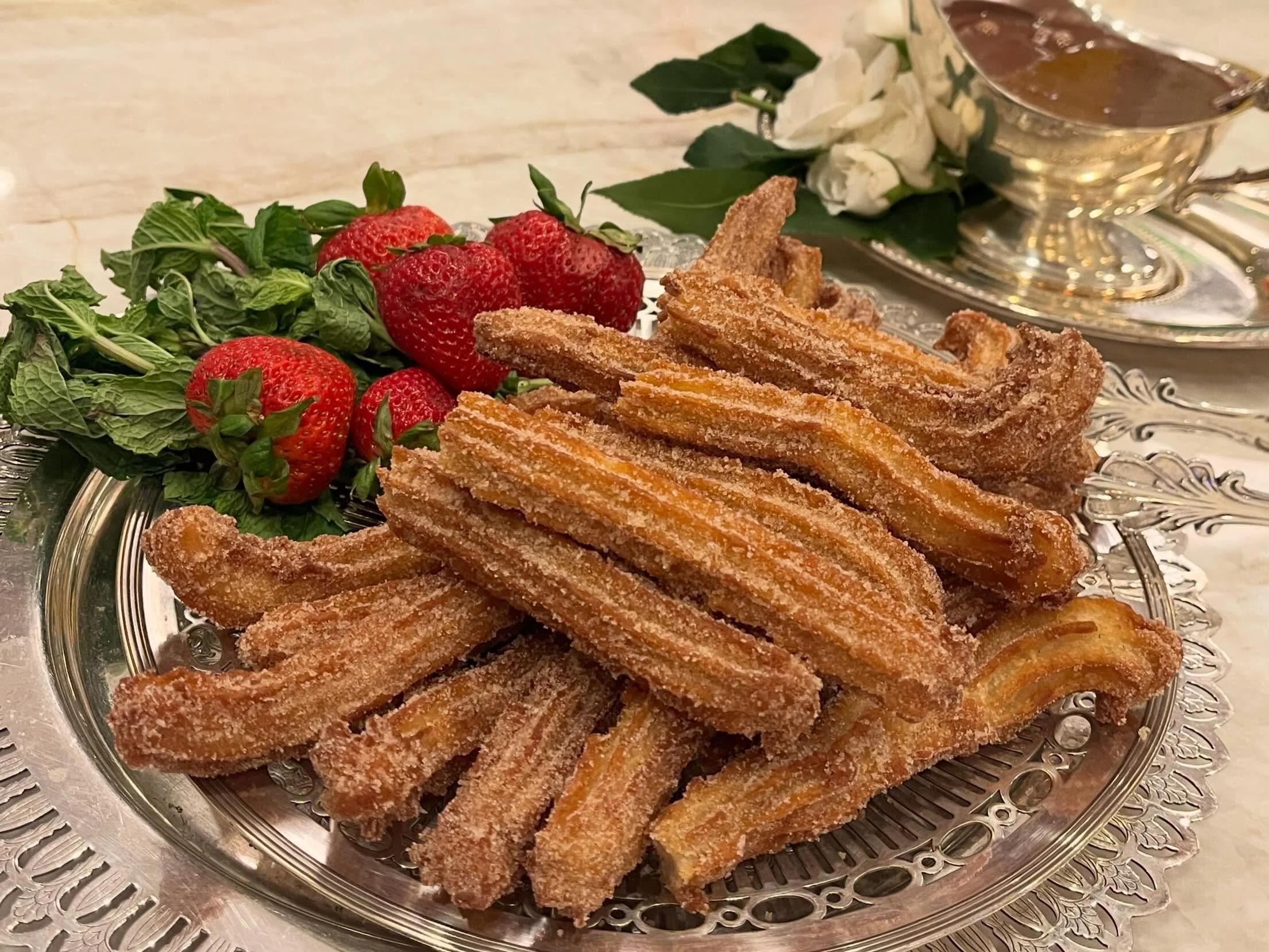 Toward the end of the Cinco de Mayo party we had fresh hot churros delivered from @the.churros.inc what a yummy end to an evening full of tacos, queso and mechanical bull riding!