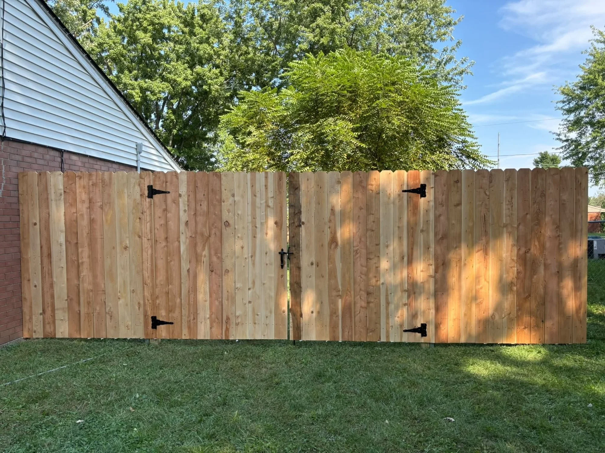 Wood Privacy Fence with Double Gate