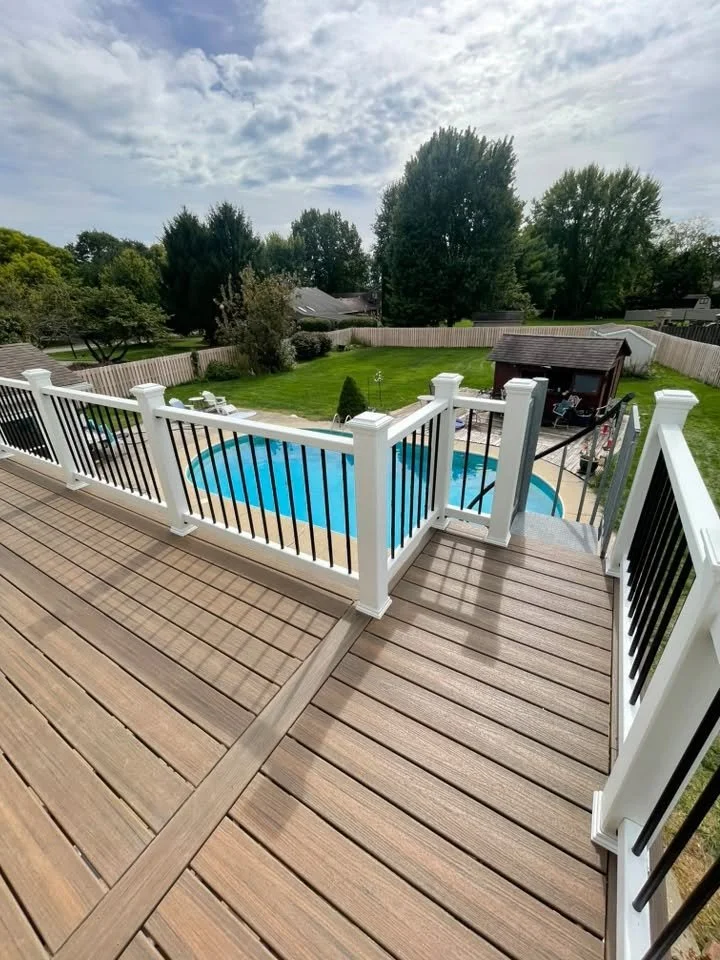Composite Pool Deck with White Railing