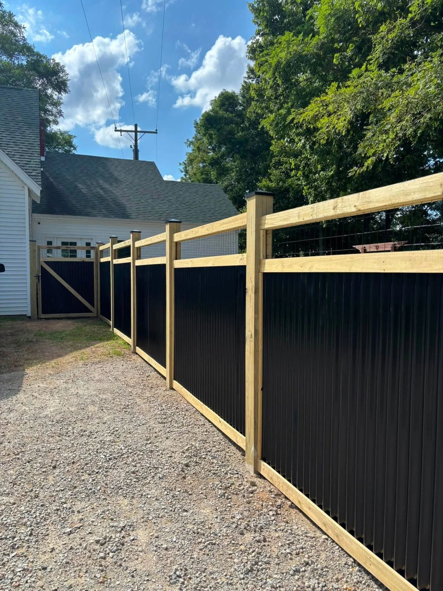 Custom Wood Frame Fence with Black Panels