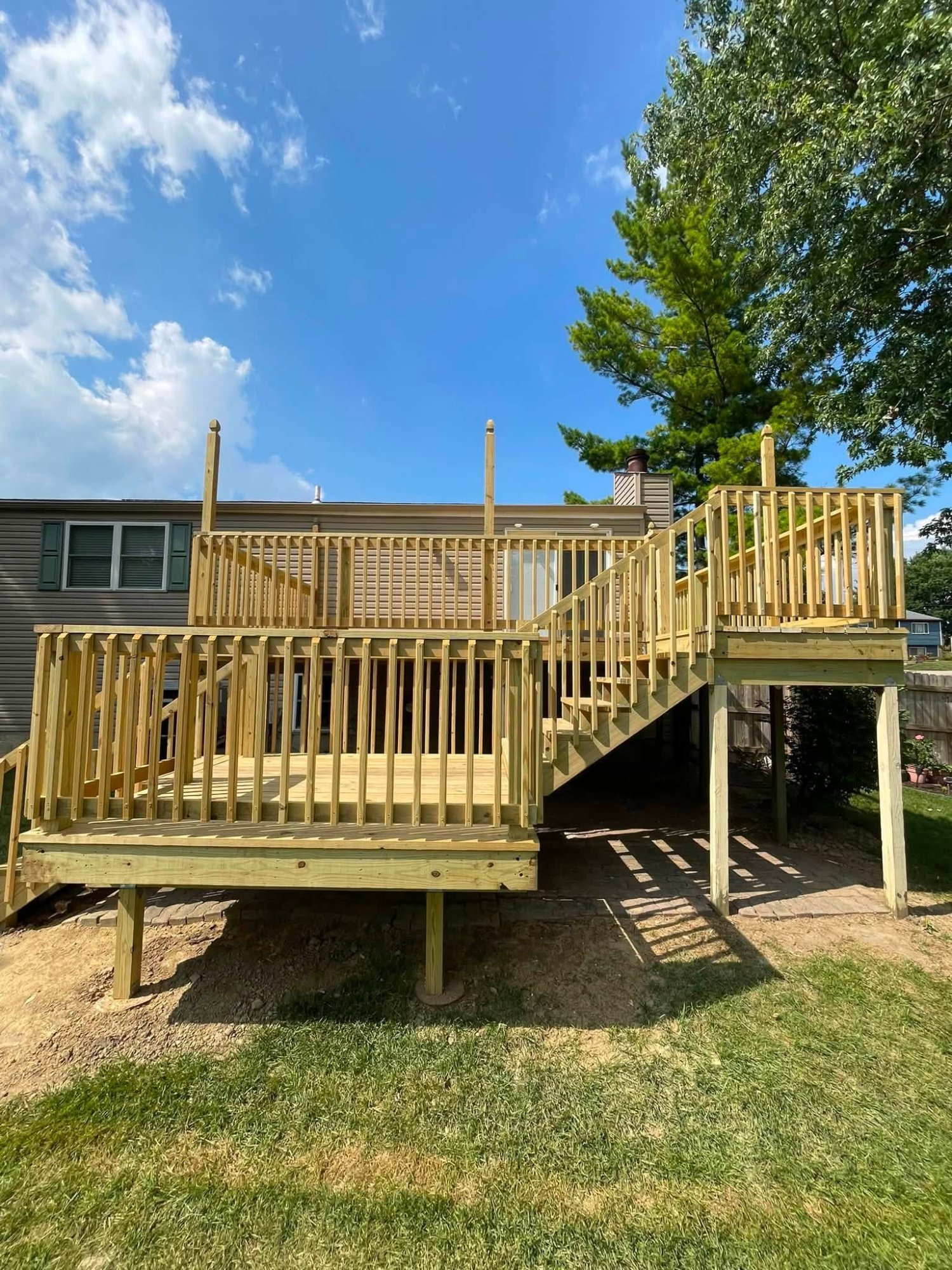 Pressure-Treated Wood Deck with Stairs